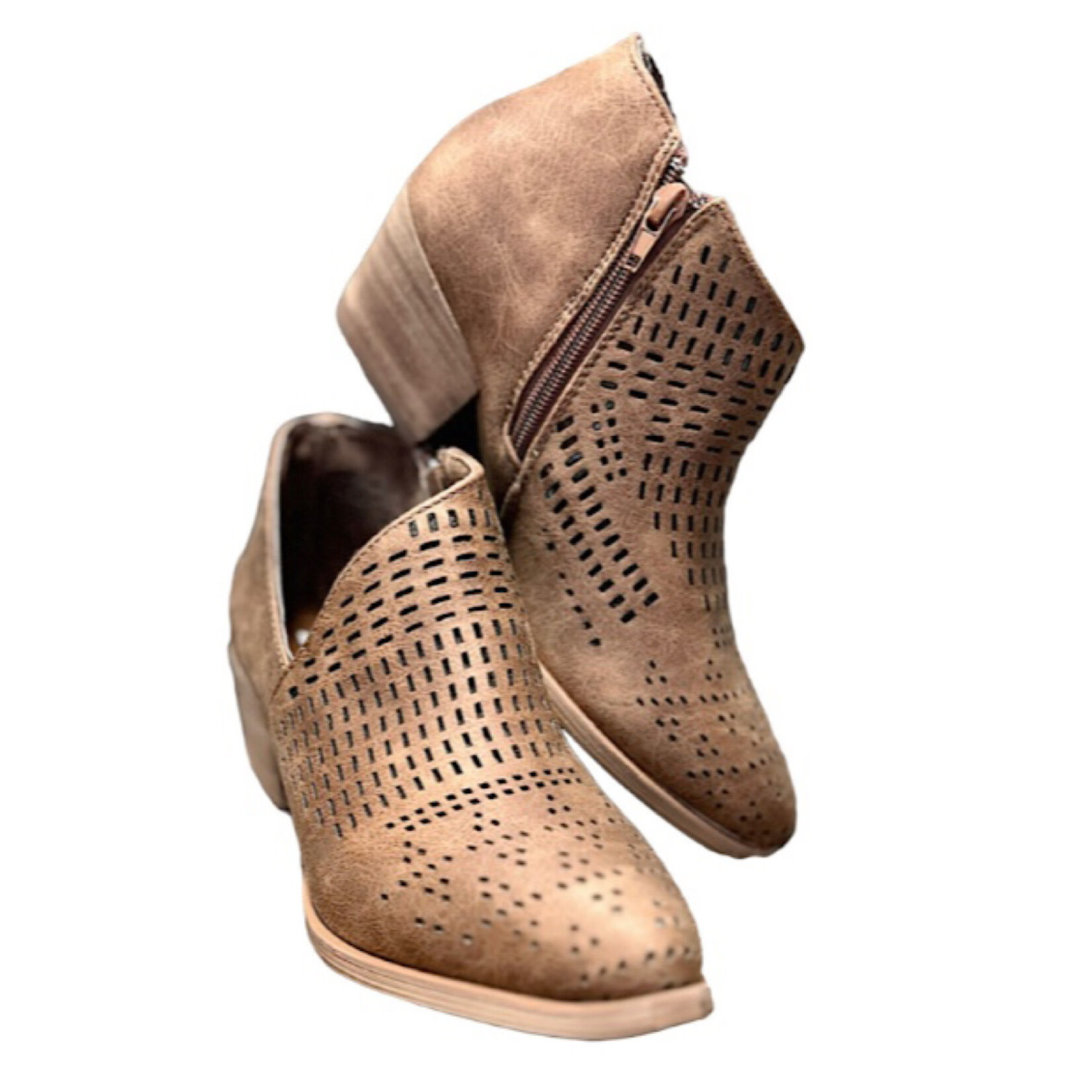 Very G Tan Laserette Booties