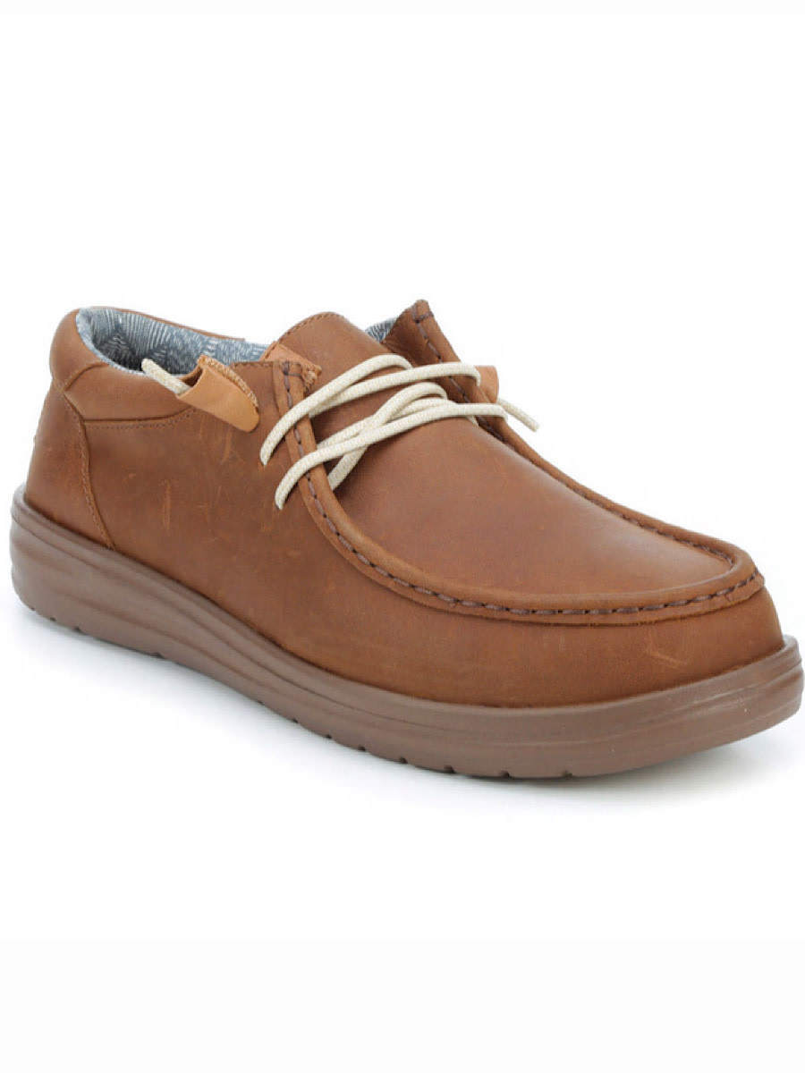 Hey Dude Wally Grip Craft Leather Brown - Main Street Boutique