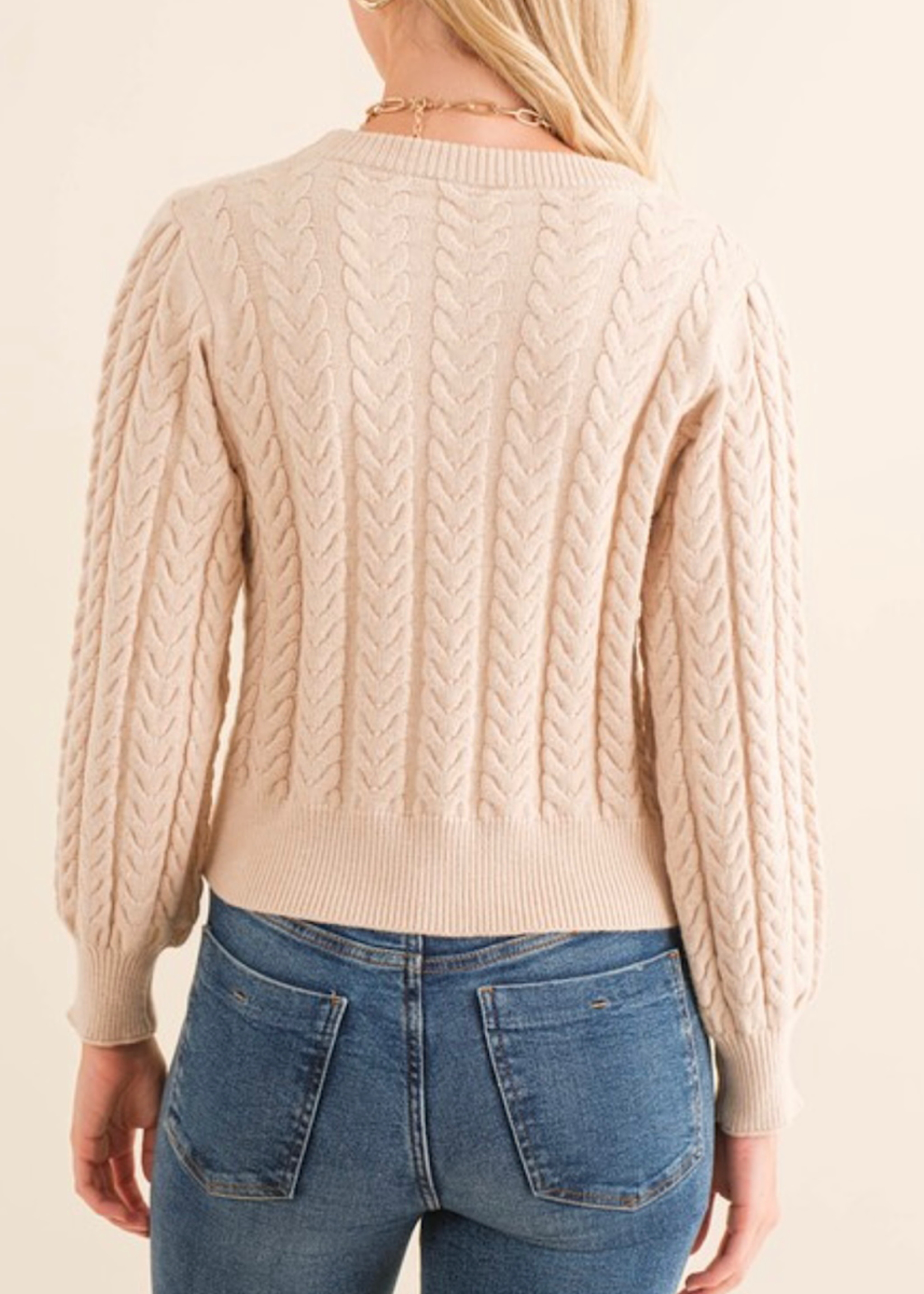 Oatmeal Soft Cable Knit Sweater