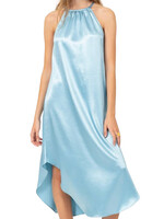 Dolphin Blue Halter Neck Asymmetrical Maxi Dress