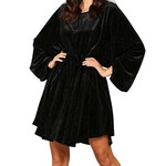 Black Velvet Tie Front Dress