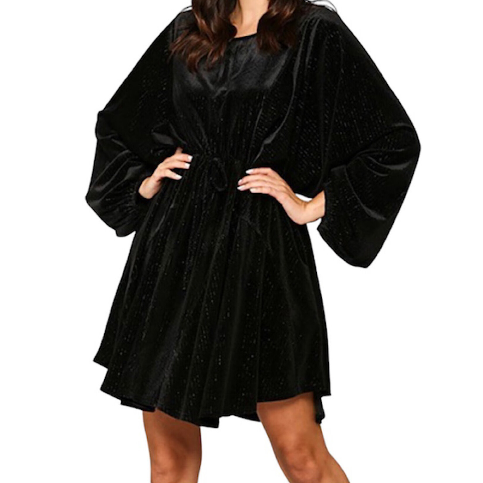 Black Velvet Tie Front Dress