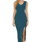 Emerald Green V-Neck Sleeveless Sweater Dress