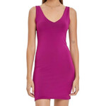 Raspberry Basic Sleeveless V Neck Knit Mini Dress