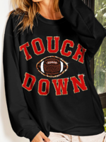 Black Touchdown Letter Patched Oversized Sweatshirt