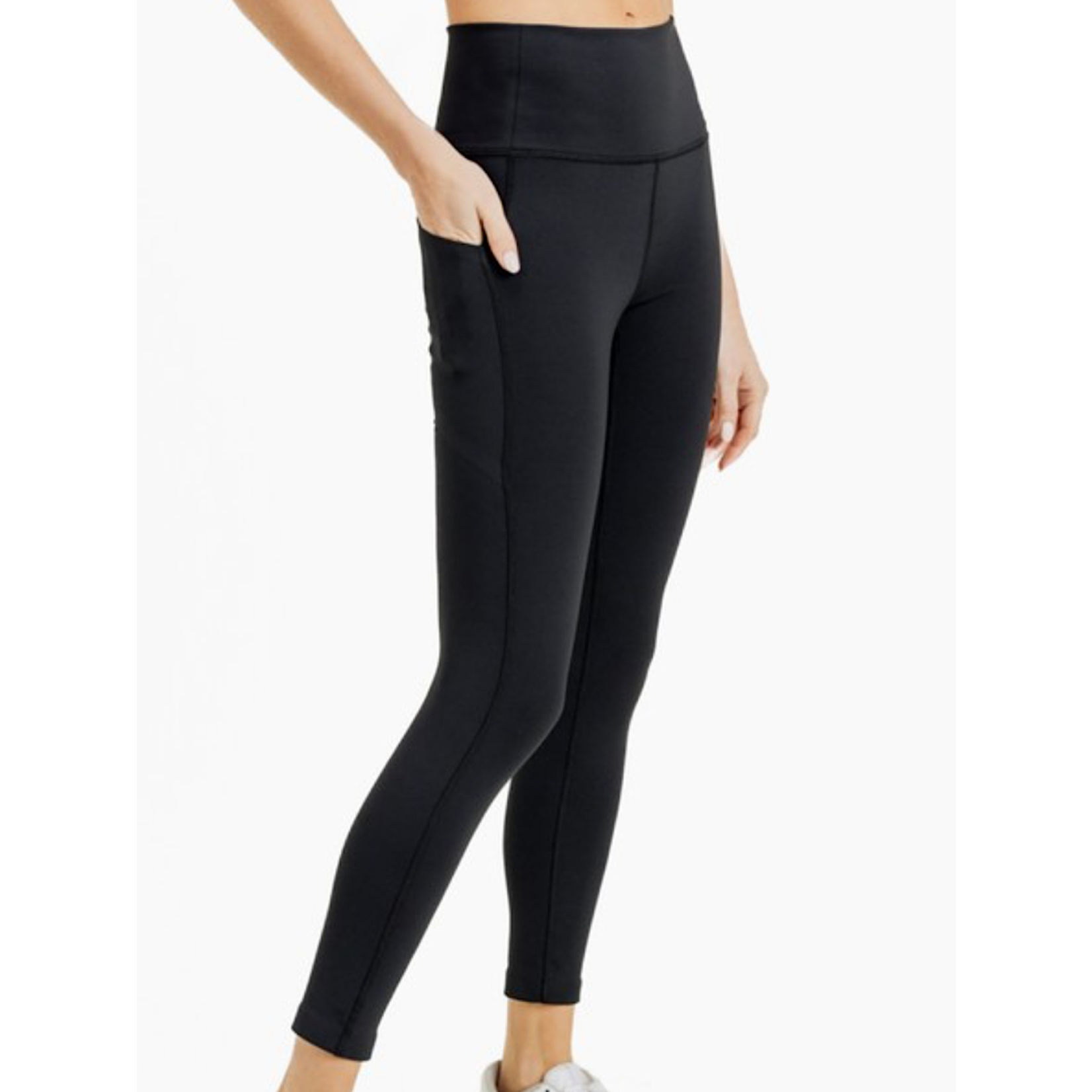 Black Laser Cut and Bonded Fold Over High Waist Leggings