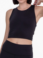 Black Strap Back Cropped Top with Built In Sports Bra