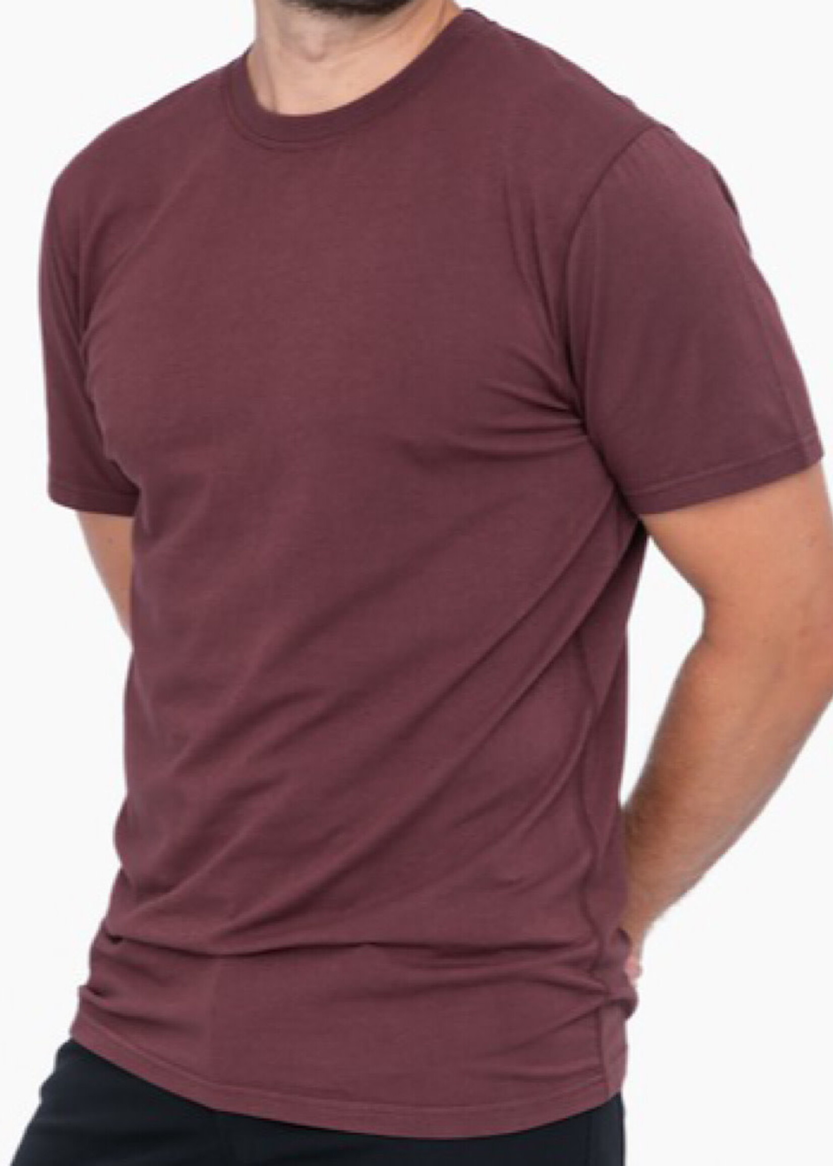 Men's Burgundy Pima Cotton Blend Short Sleeve Top