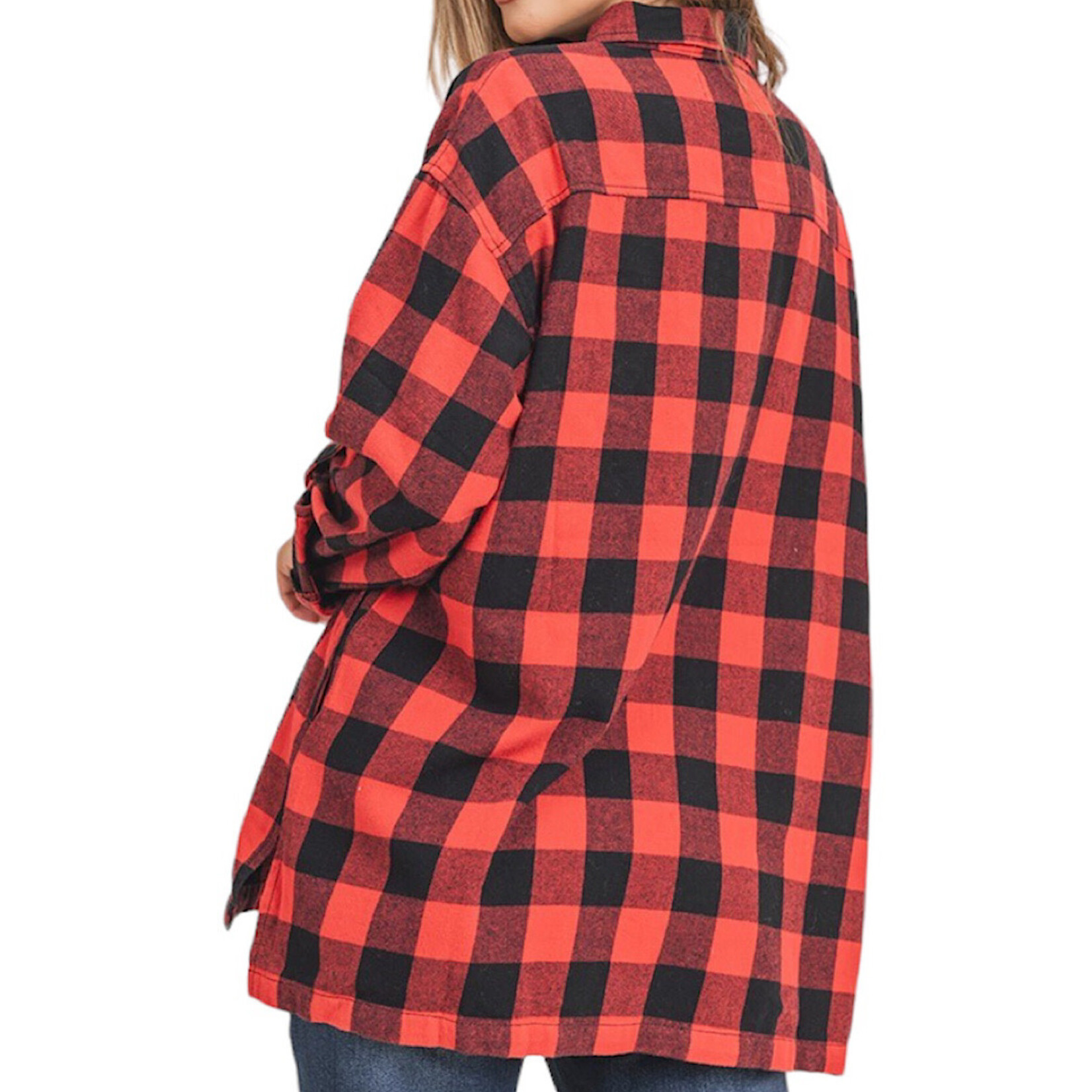 RISEN Red Buffalo Plaid Oversized Shirt RDJ1163