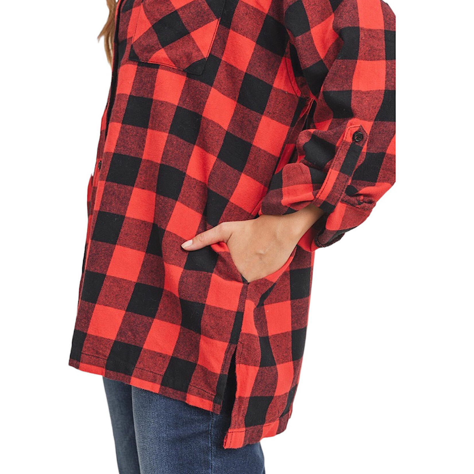 RISEN Red Buffalo Plaid Oversized Shirt RDJ1163