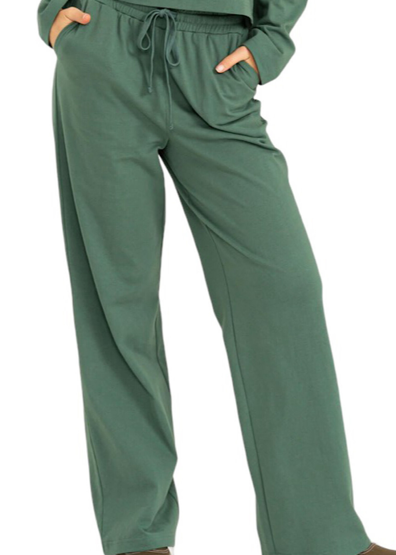 Green High Waist Drawstring Pants