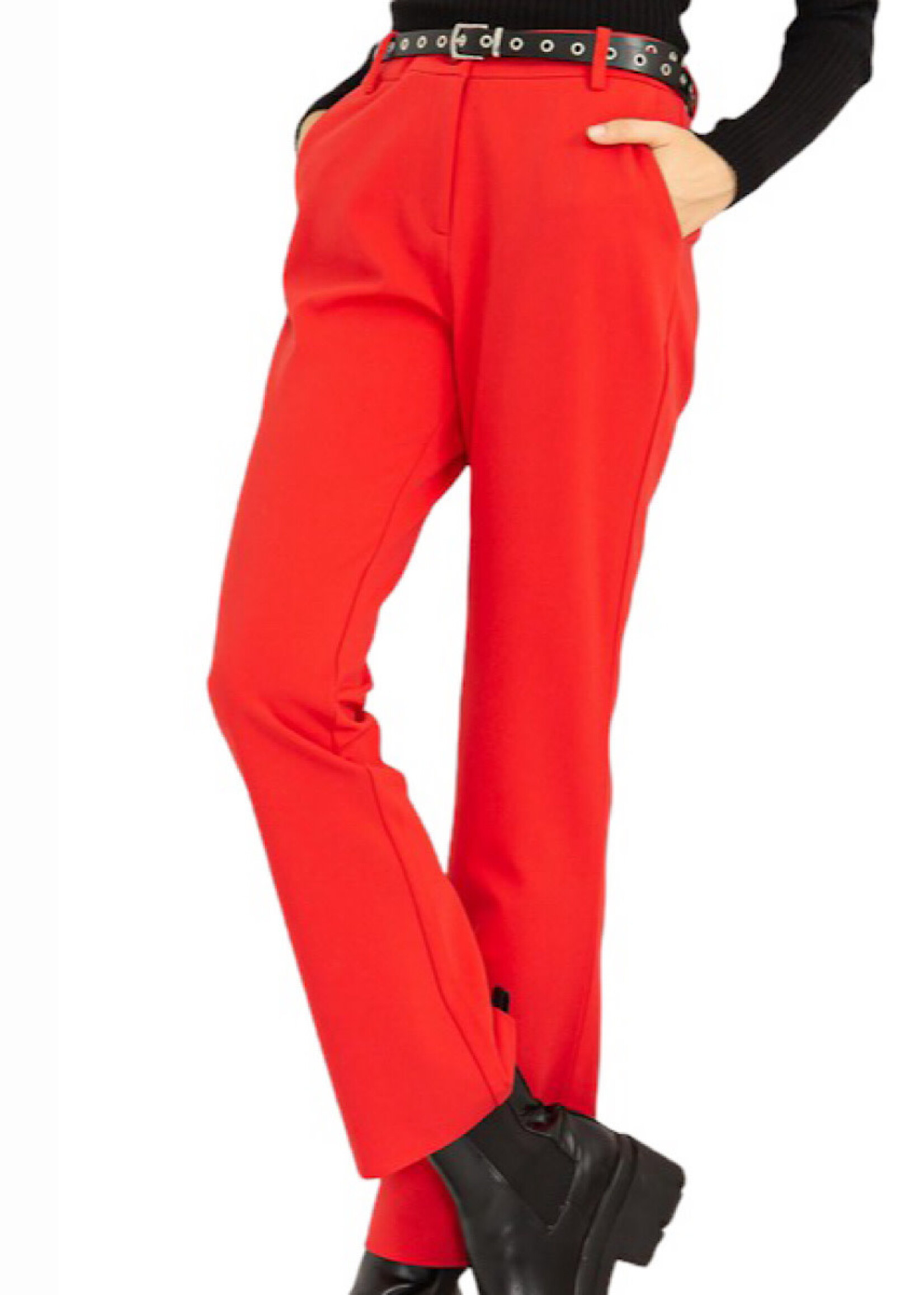Red High Waisted Cropped Flare Pants