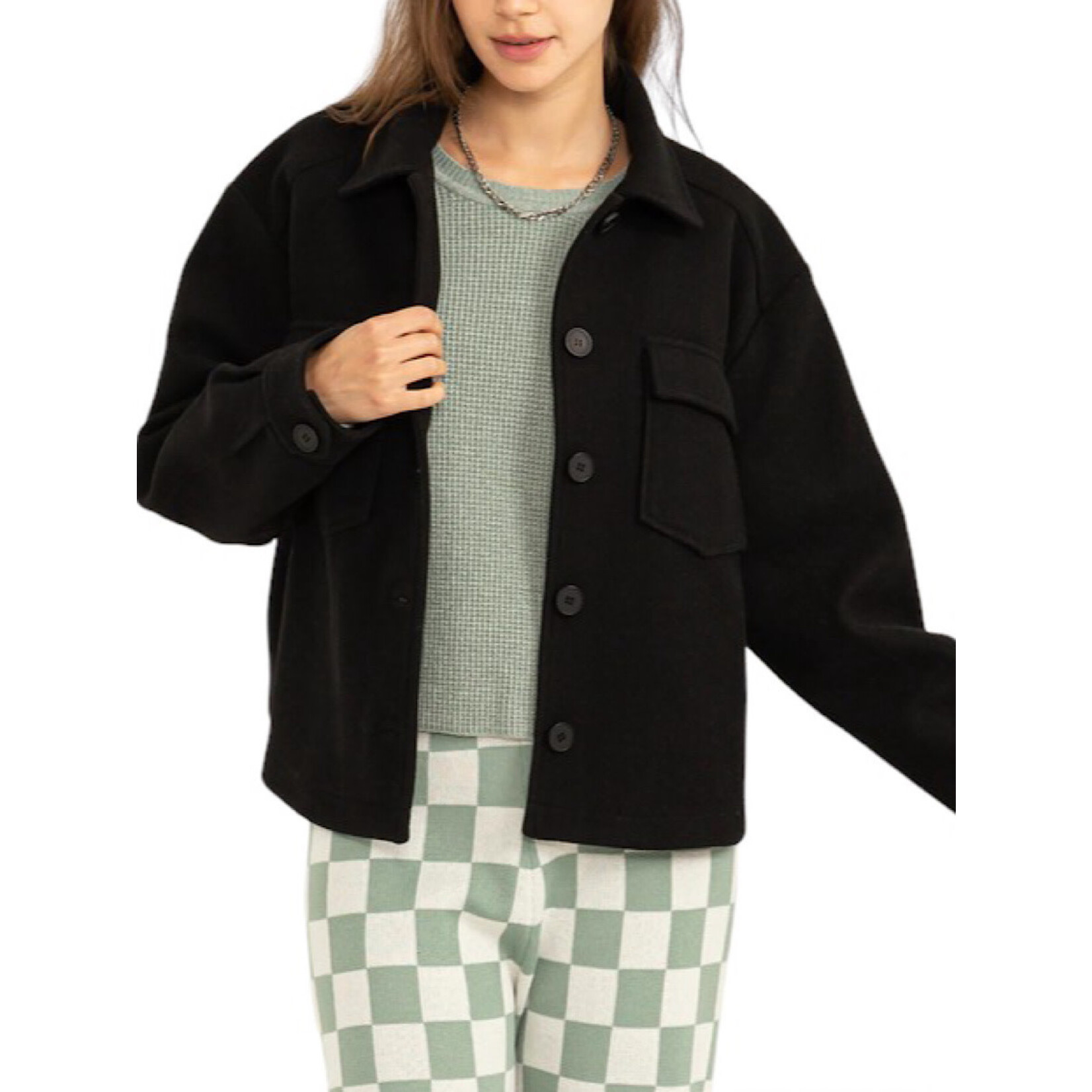 Black Long Sleeve Jacket W/ Flap Pockets
