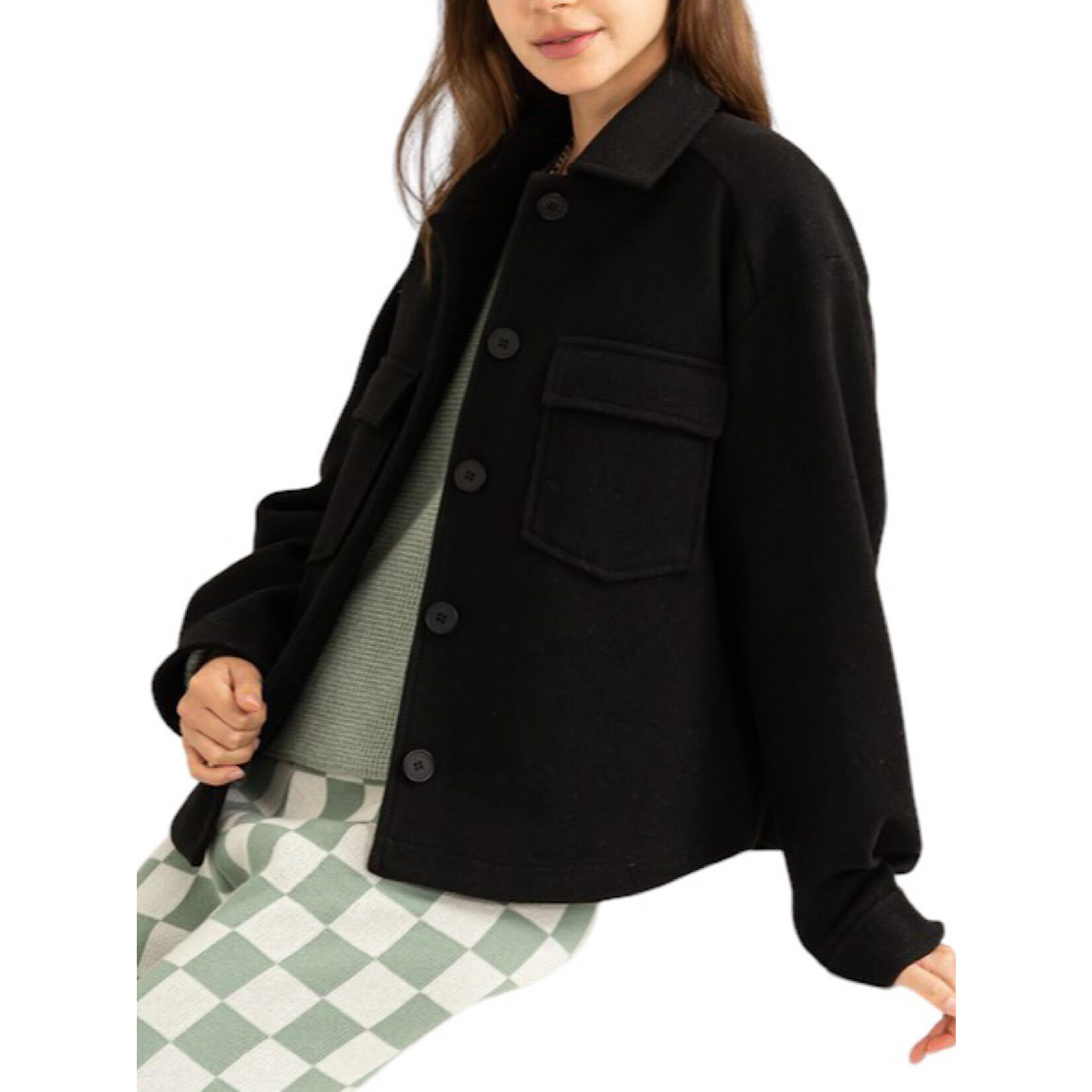 Black Long Sleeve Jacket W/ Flap Pockets