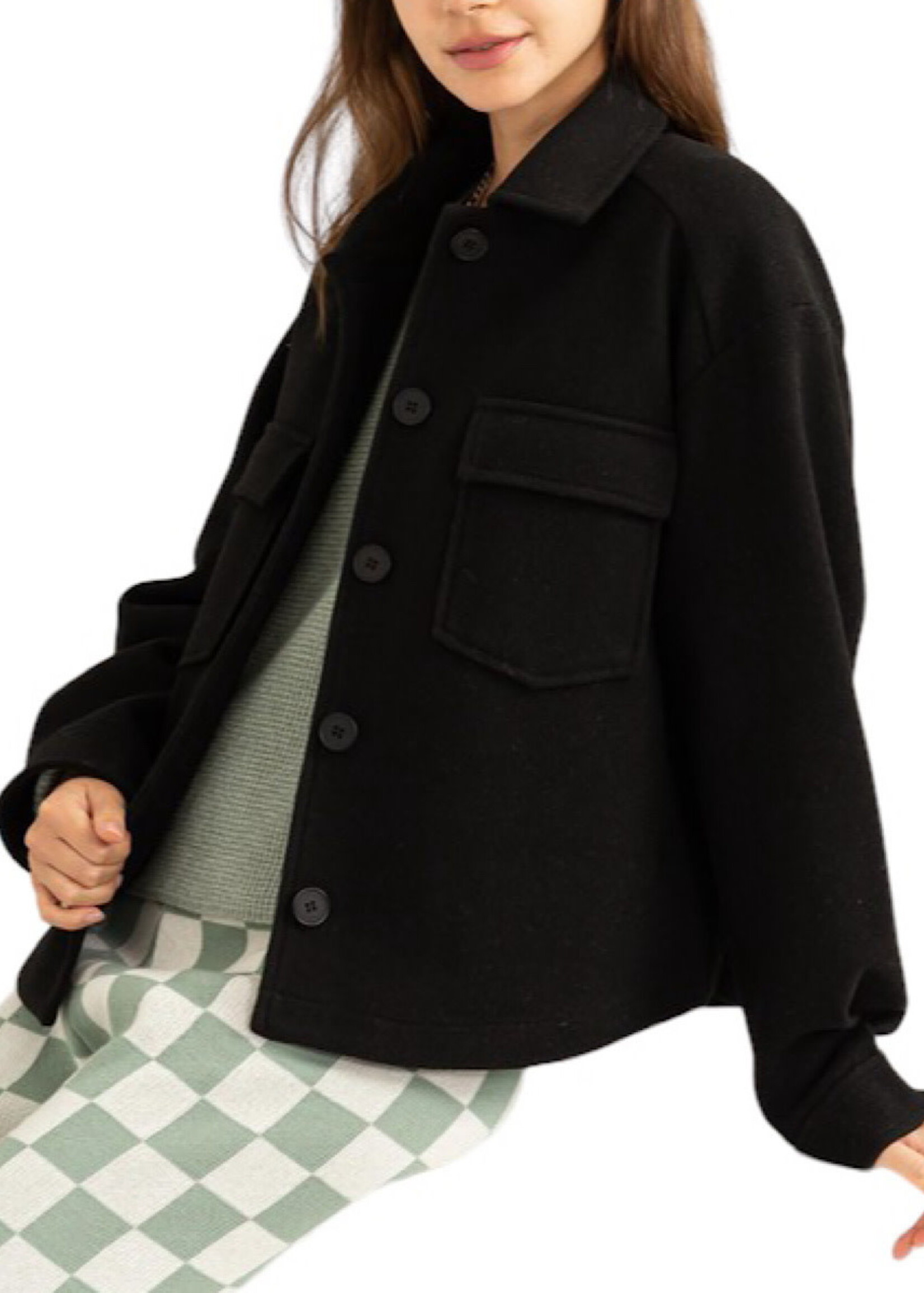 Black Long Sleeve Jacket W/ Flap Pockets