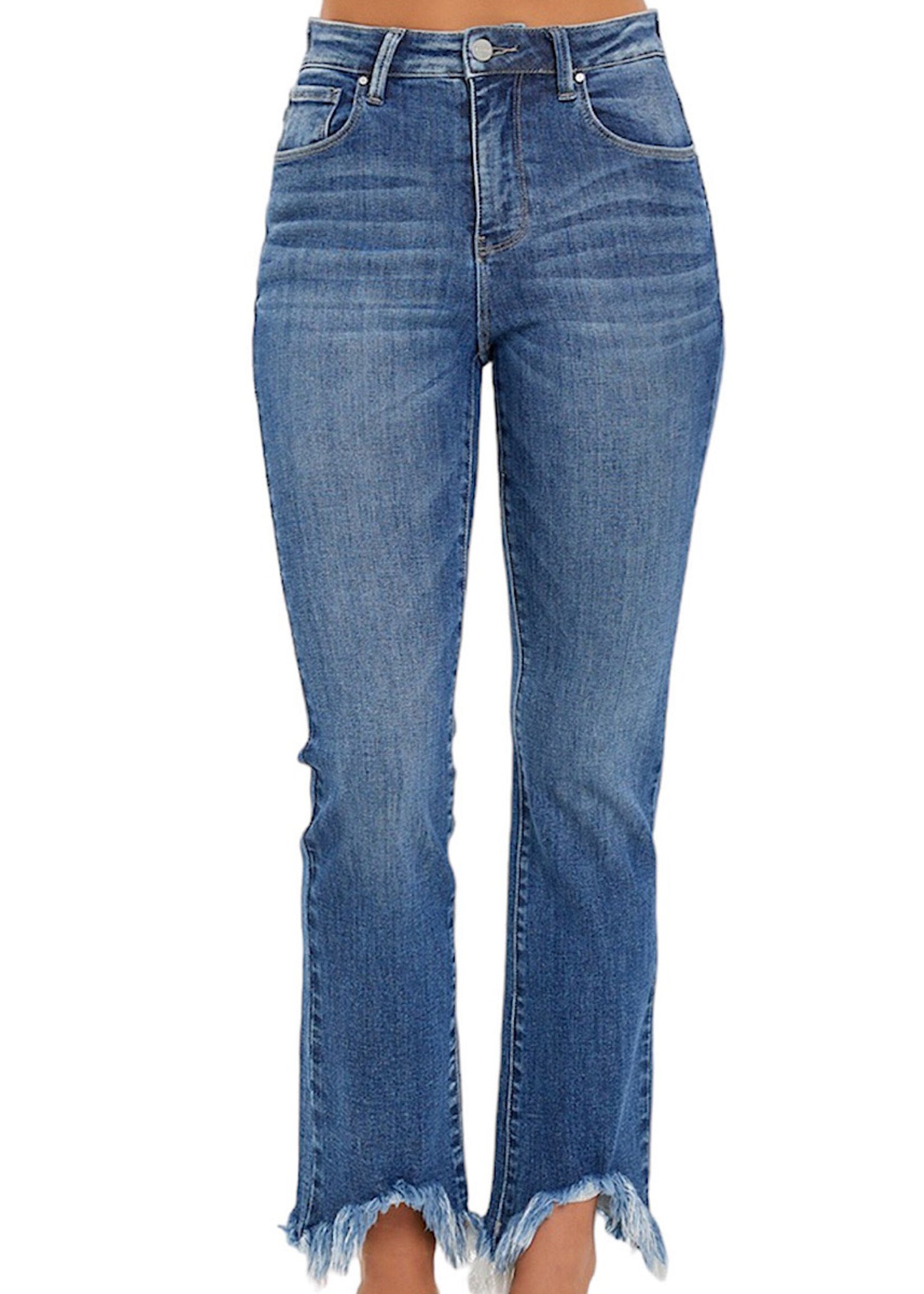 Risen Medium H/R Fray Hem Ankle Bootcut Jeans RDP5599 - Main Street Boutique