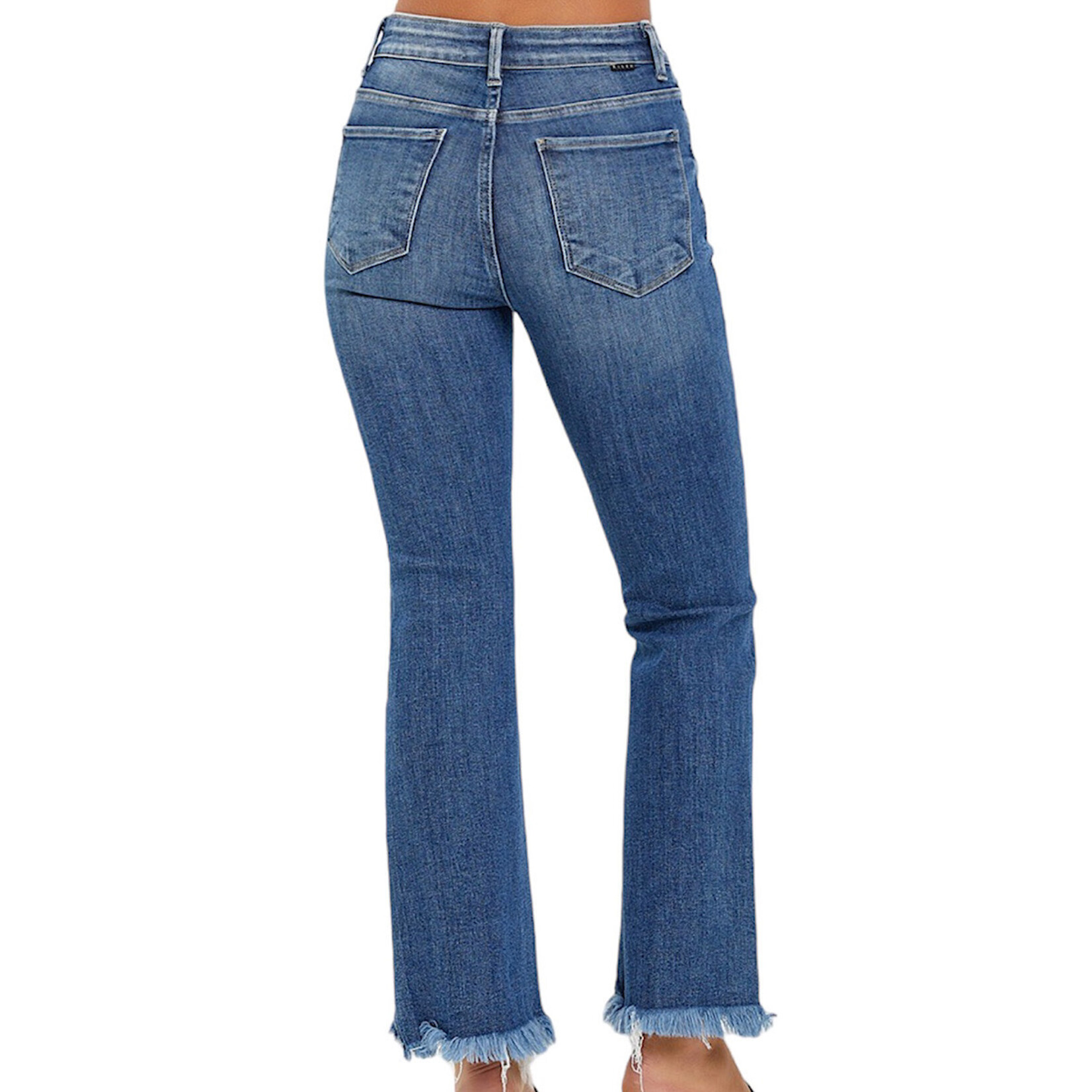 RISEN RDP5599 Medium H/R Fray Hem Ankle Bootcut Jeans