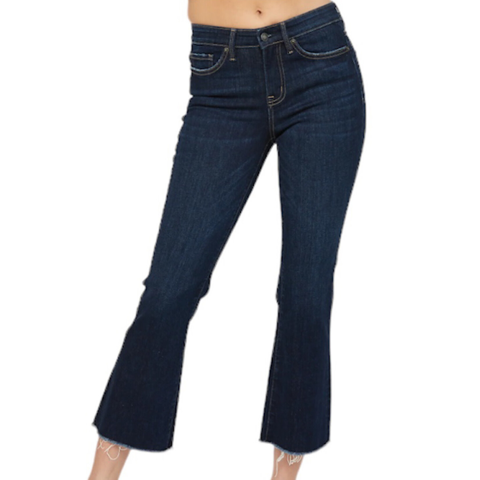 Mica Denim MICA MDP-B653DK Dark Blue Mid Rise Bootcut Crop