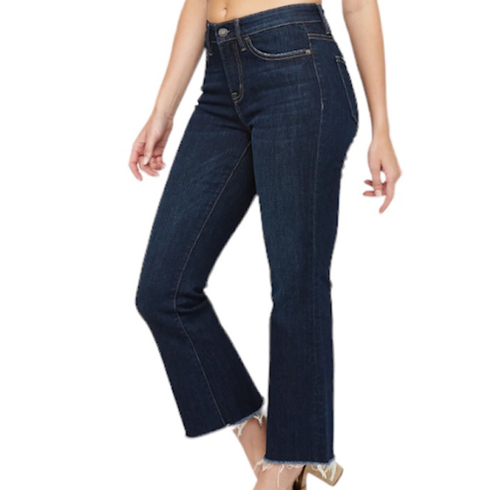 Mica Denim MICA MDP-B653DK Dark Blue Mid Rise Bootcut Crop