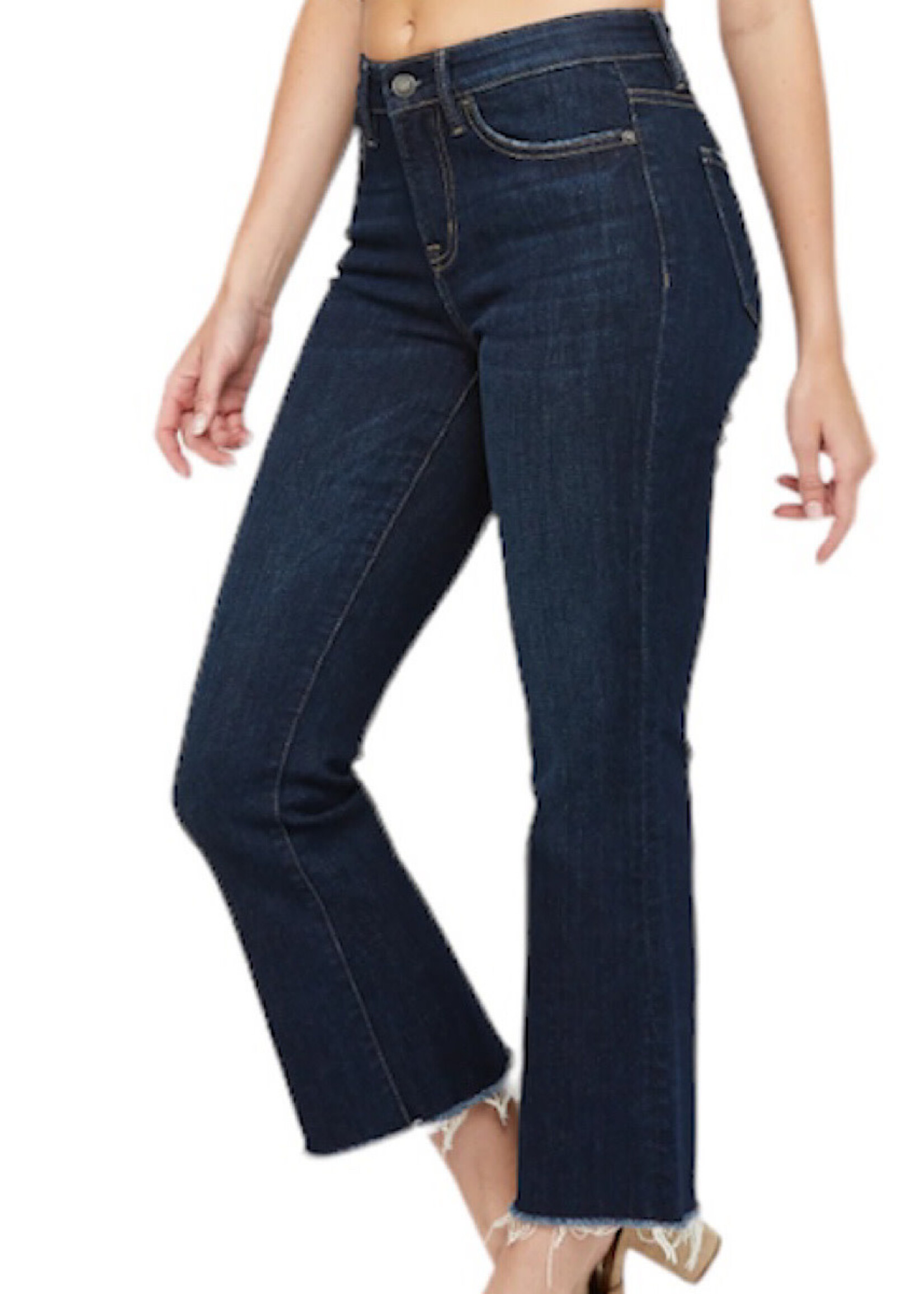 Mica Denim MICA MDP-B653DK Dark Blue Mid Rise Bootcut Crop