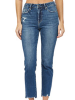 Mica Denim MICA MDP-T1280M Steel Blue Super High Rise Straight Leg W/ Step Hem