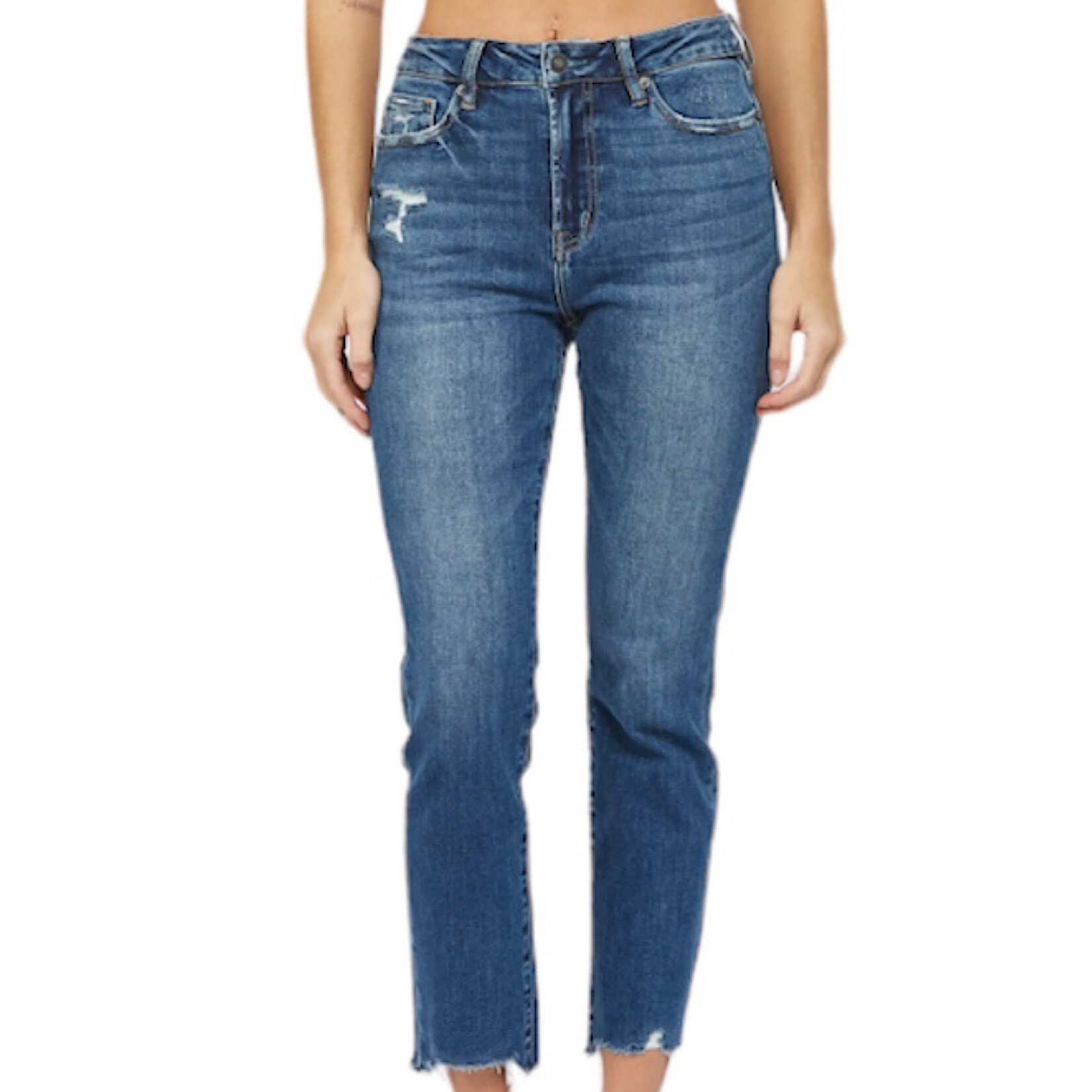 Mica Denim MICA MDP-T1280M Steel Blue Super High Rise Straight Leg W/ Step Hem