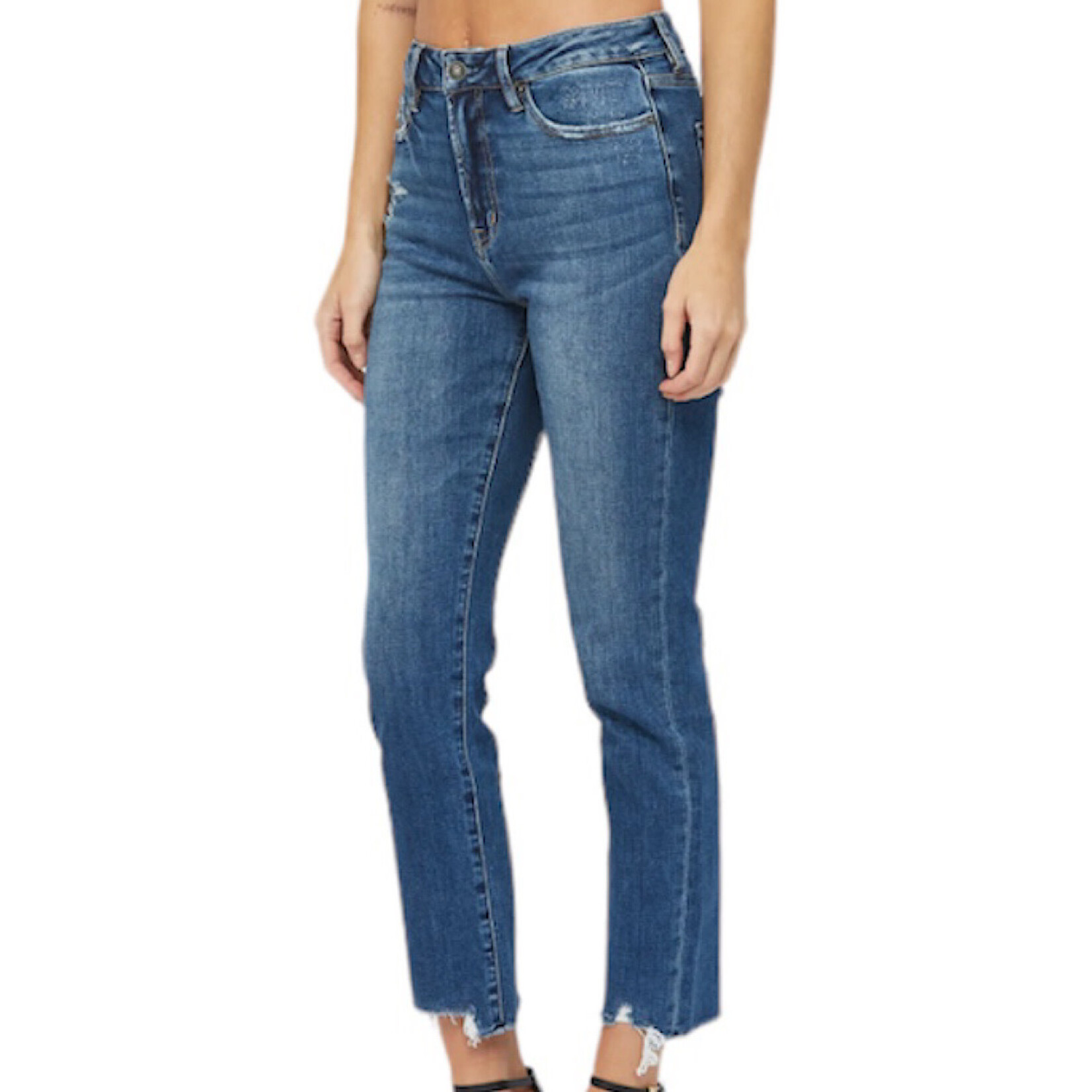 Mica Denim MICA MDP-T1280M Steel Blue Super High Rise Straight Leg W/ Step Hem