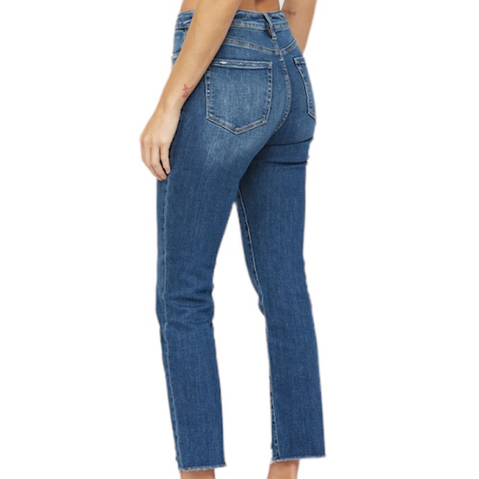 Mica Denim MICA MDP-T1280M Steel Blue Super High Rise Straight Leg W/ Step Hem