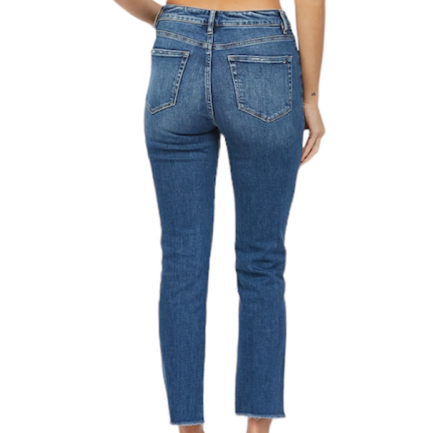 Mica Denim MICA MDP-T1280M Steel Blue Super High Rise Straight Leg W/ Step Hem