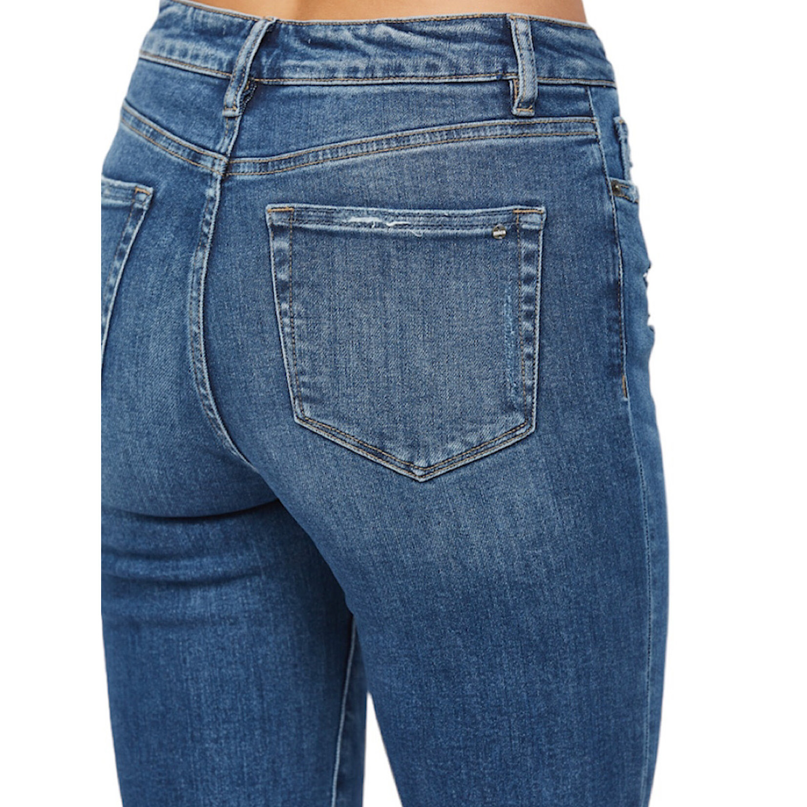 Mica Denim MICA MDP-T1280M Steel Blue Super High Rise Straight Leg W/ Step Hem