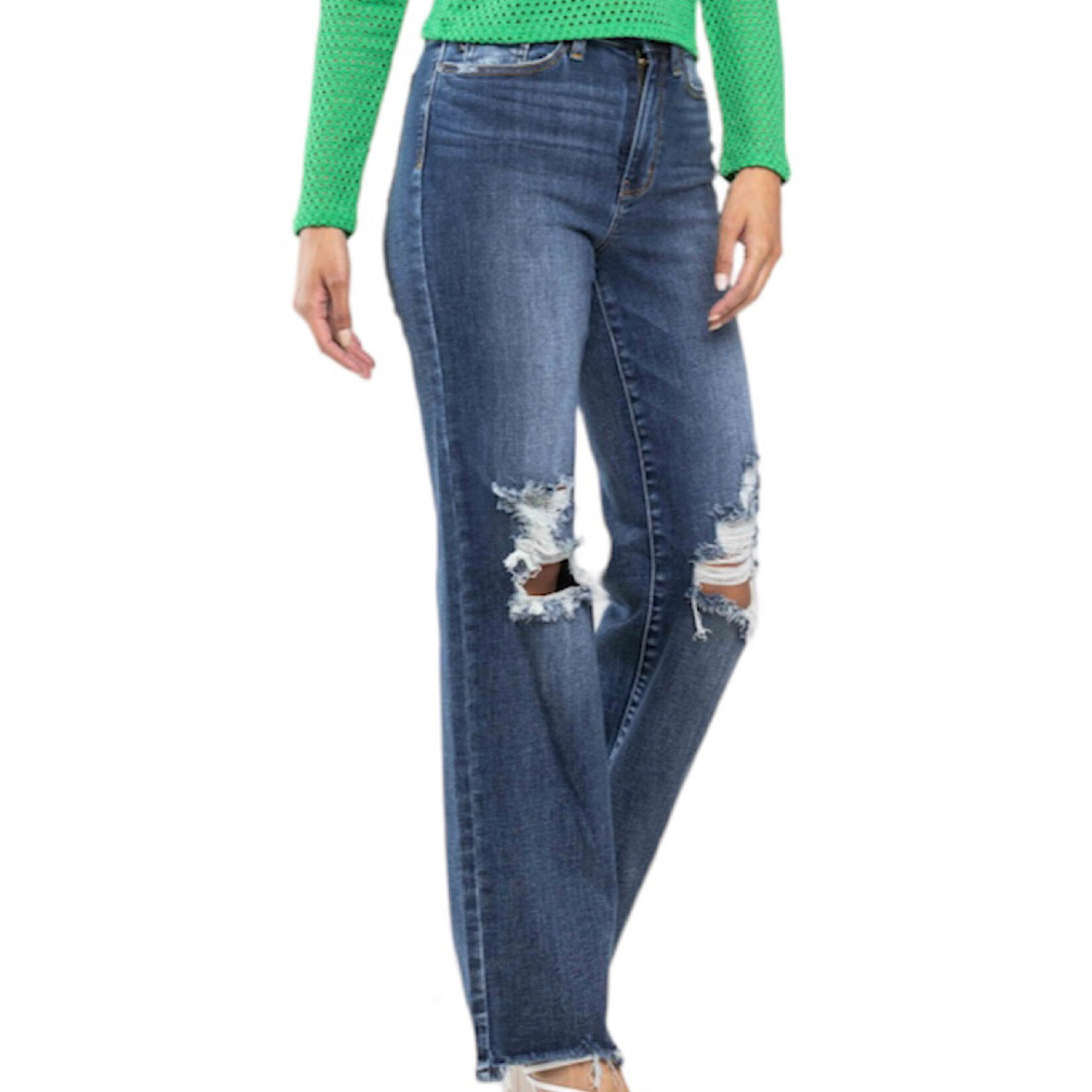 Judy Blue Judy Blue JB82592 Dark High Waist 90's Knee Destroy Straight