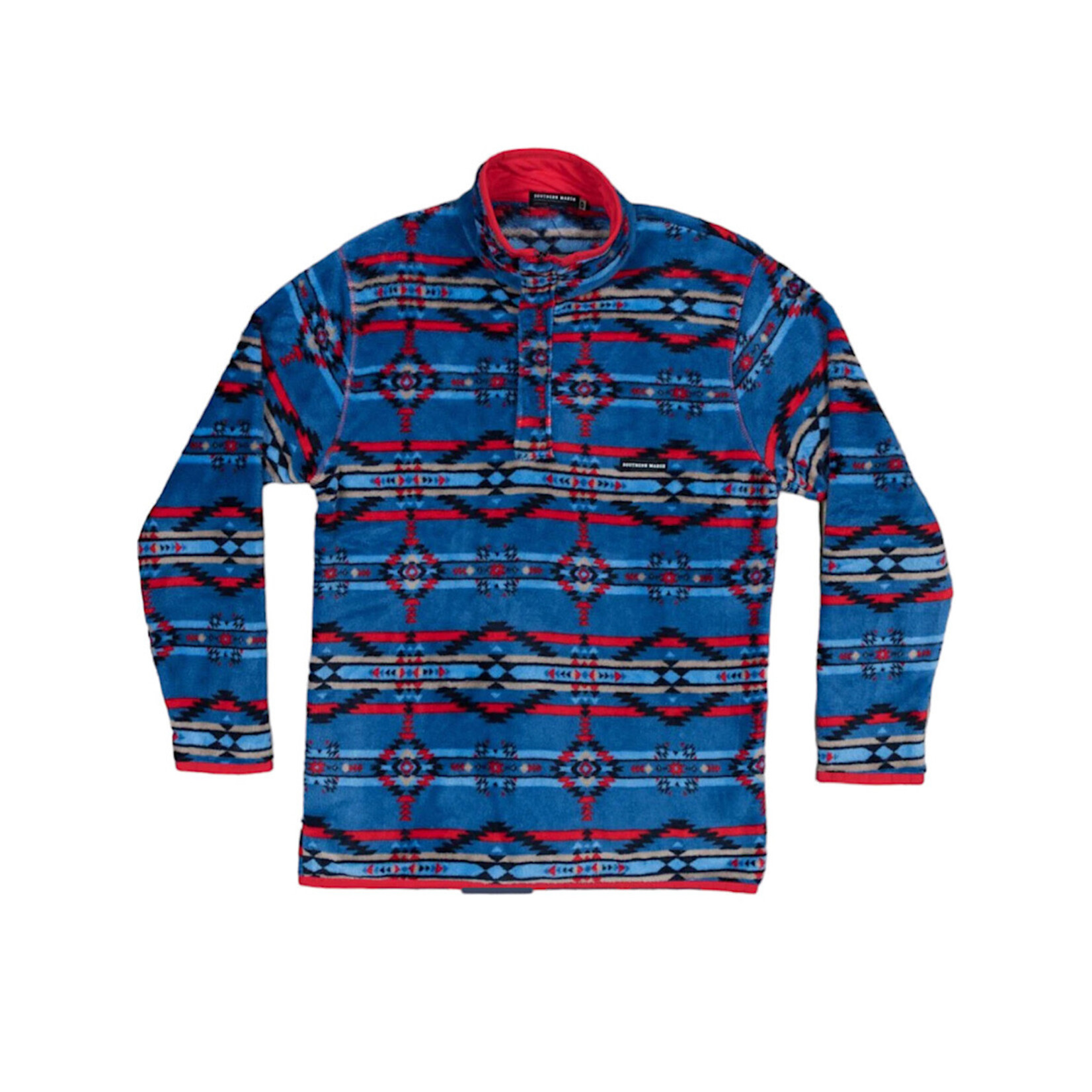 Southern Marsh Harbuck Fleece Pullover-1/4 Zip Navy & Red