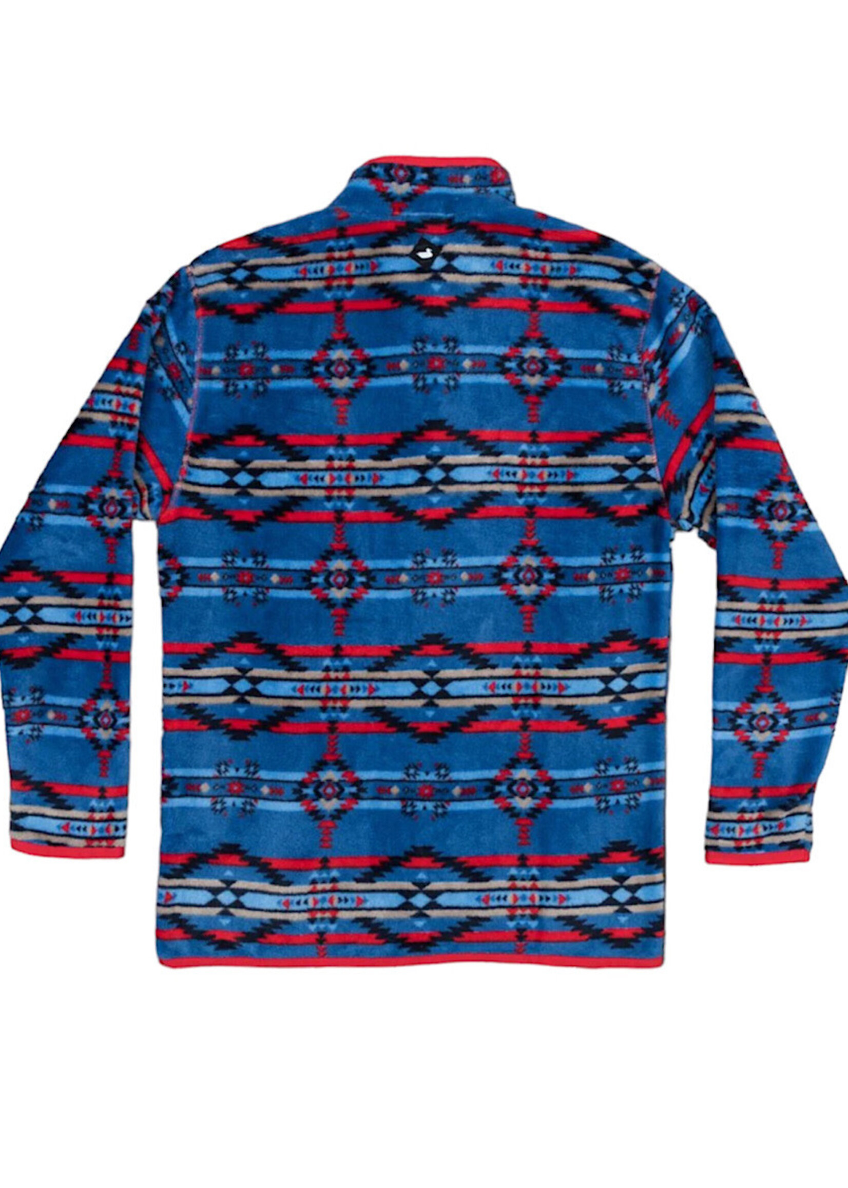 Southern Marsh Harbuck Fleece Pullover-1/4 Zip Navy & Red