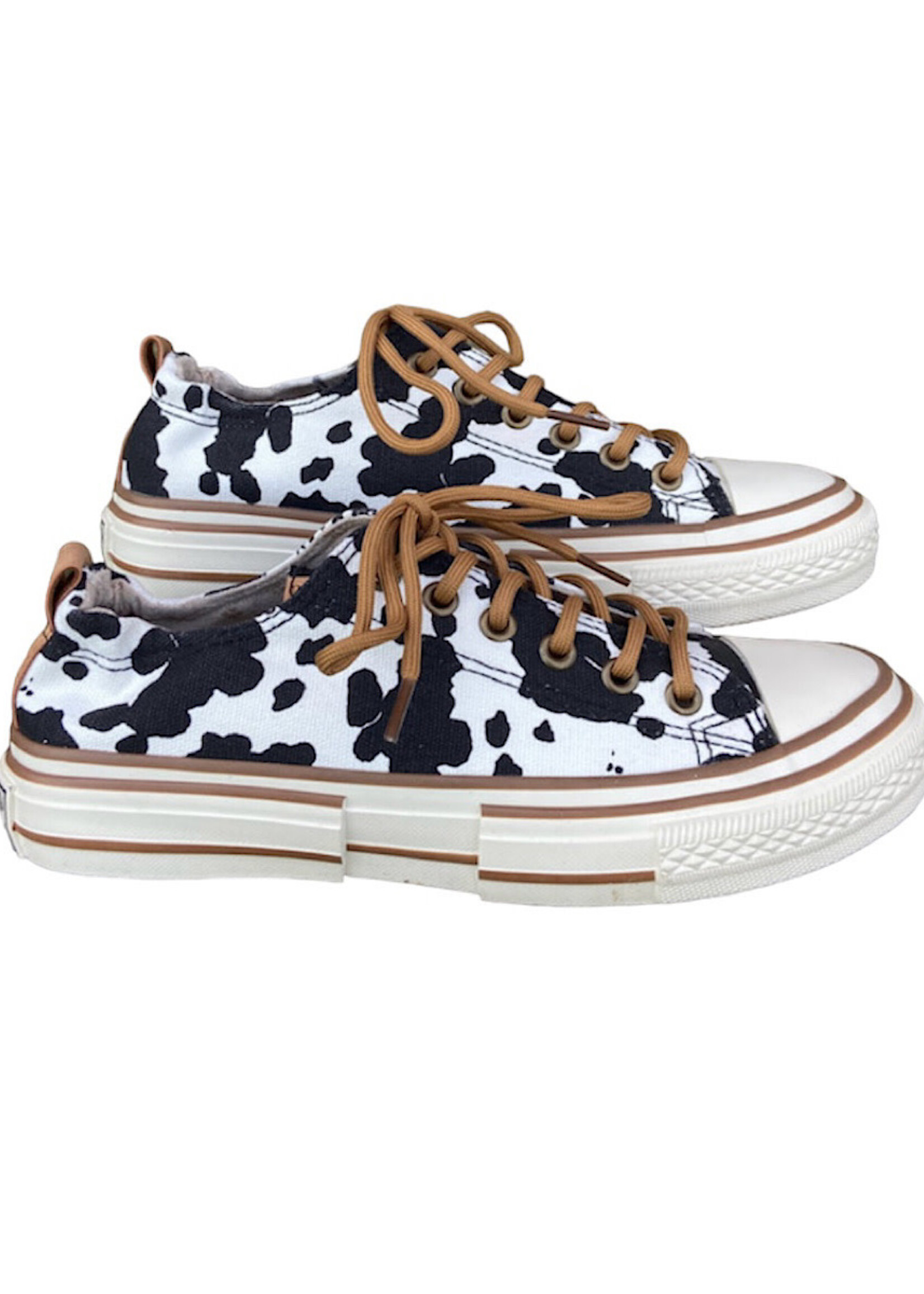 Very G Very G Driana White and Black Cow Print Sneakers