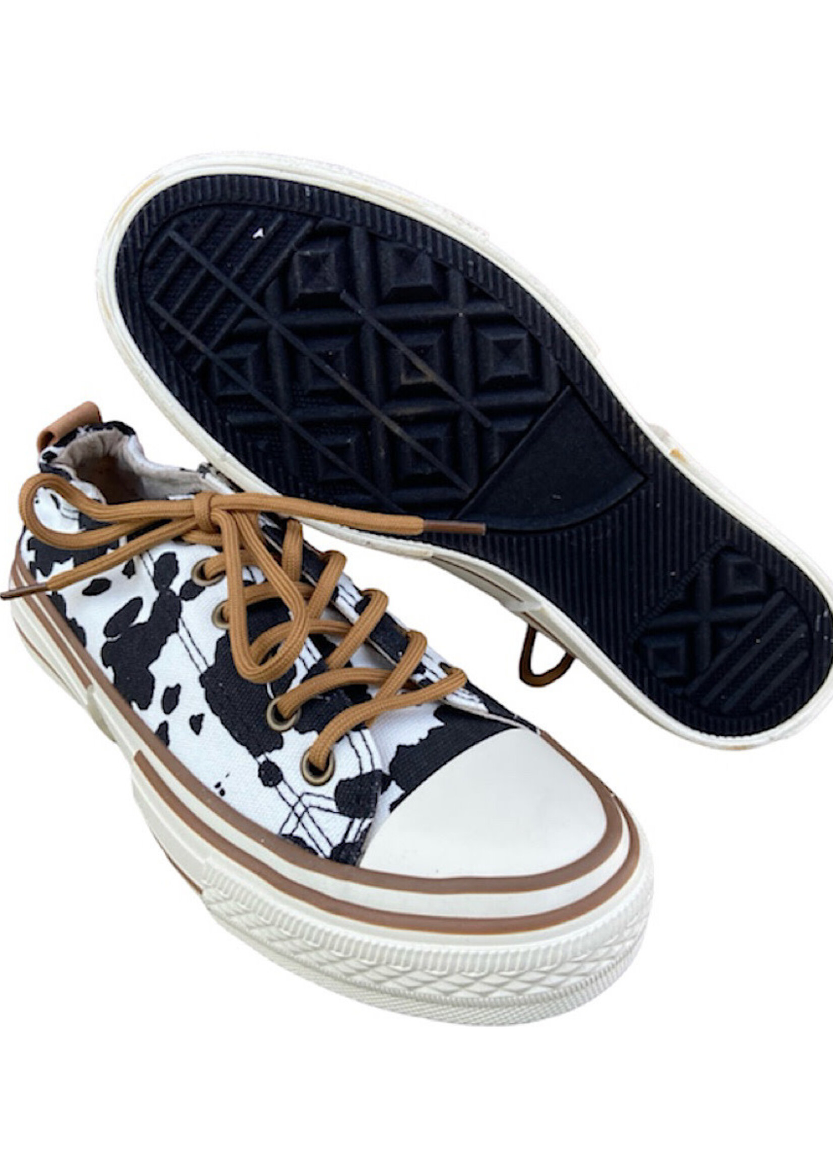 Very G Very G Driana White and Black Cow Print Sneakers