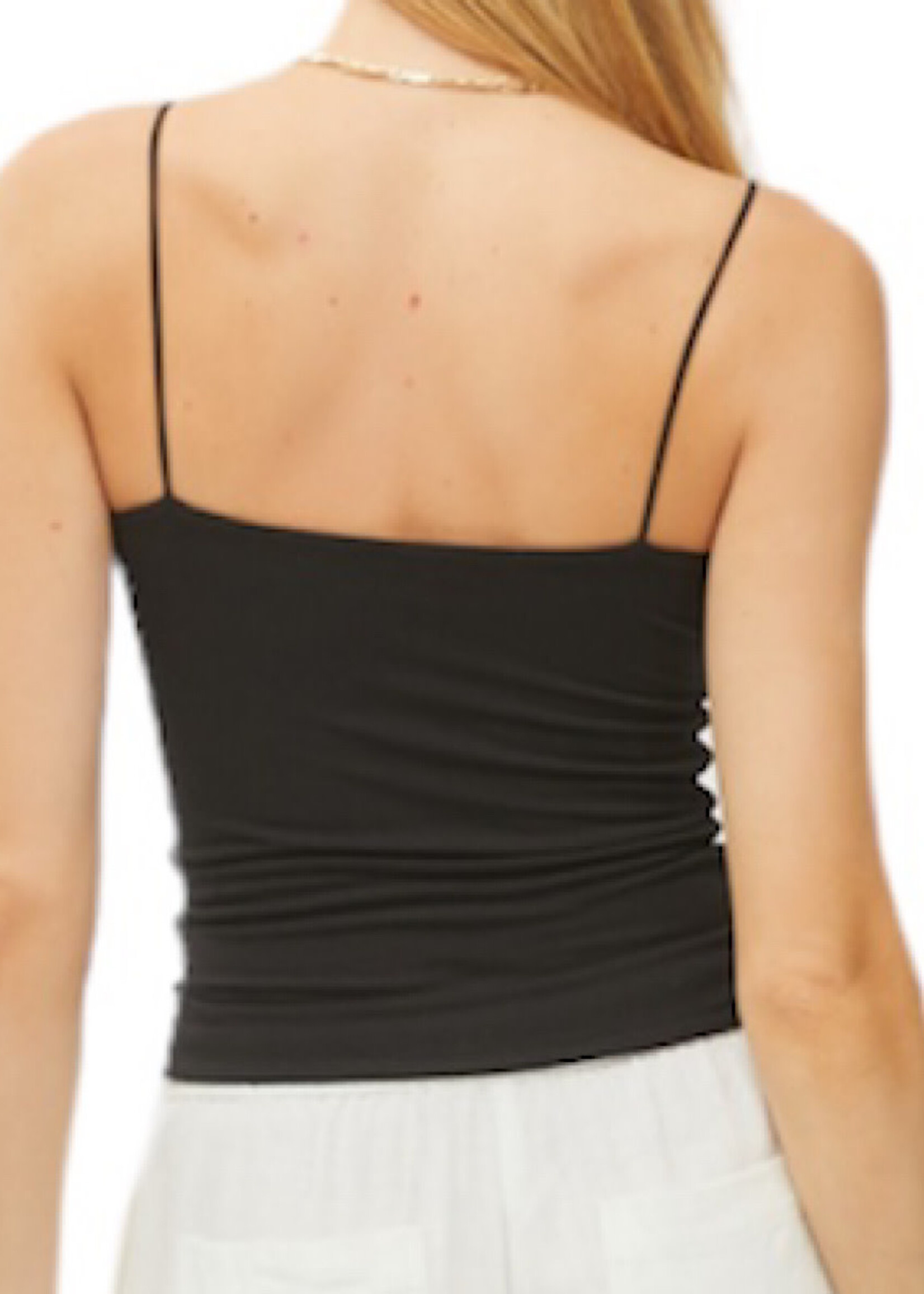 Black Double Lined Basic Solid Cami - Main Street Boutique