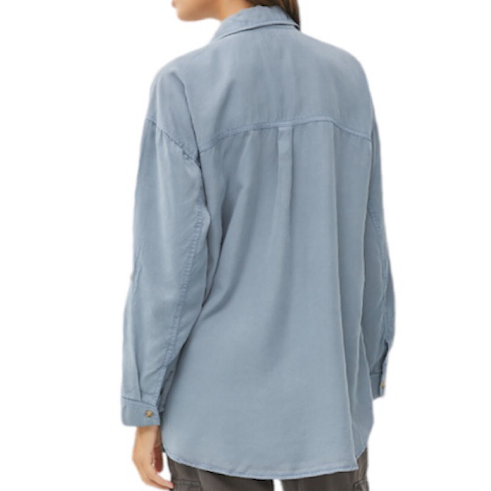 Slate Blue Tencel Button Down Oversized Shirt
