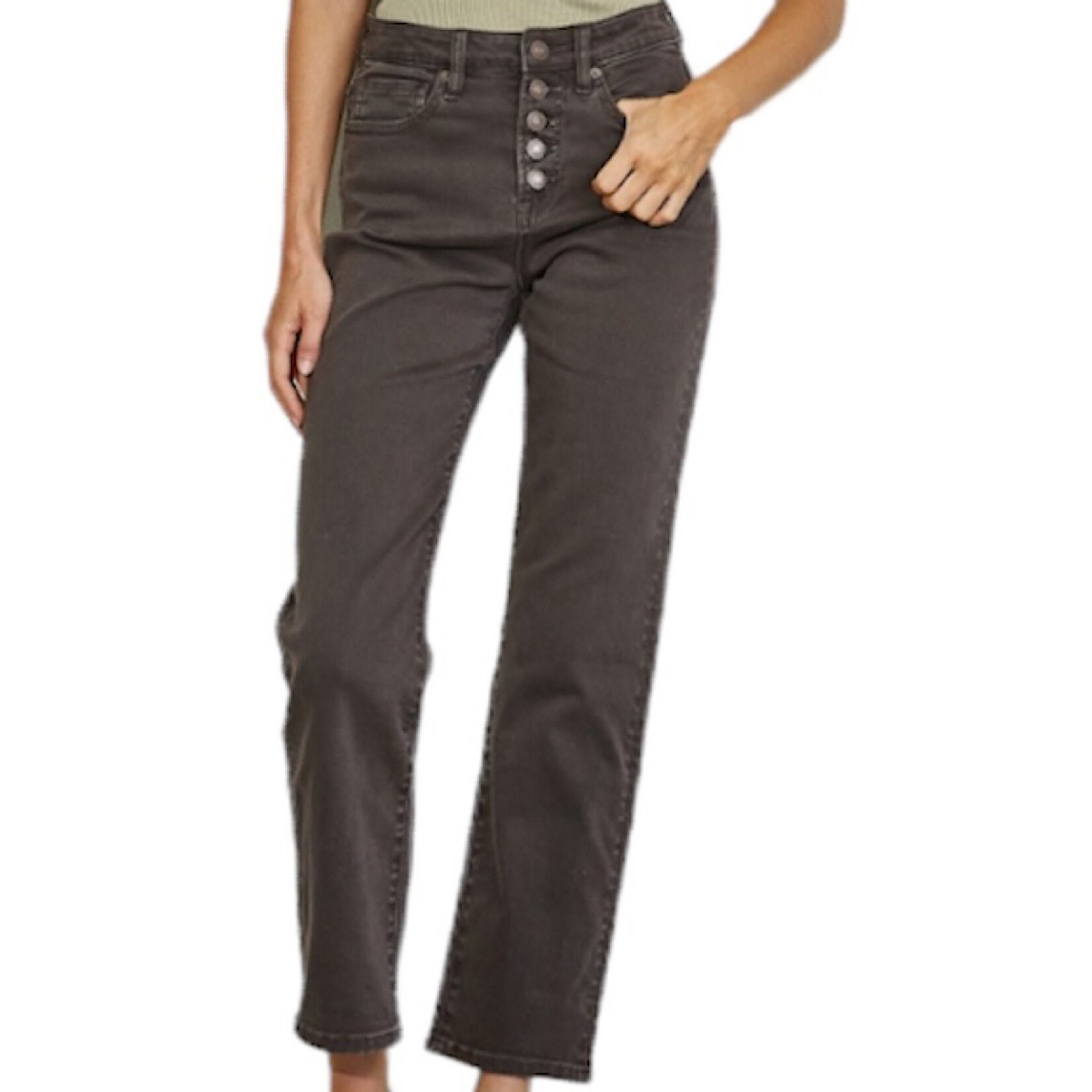 Mica Denim MICA MDP-T3024DB Dark Brown High Rise Straight Leg
