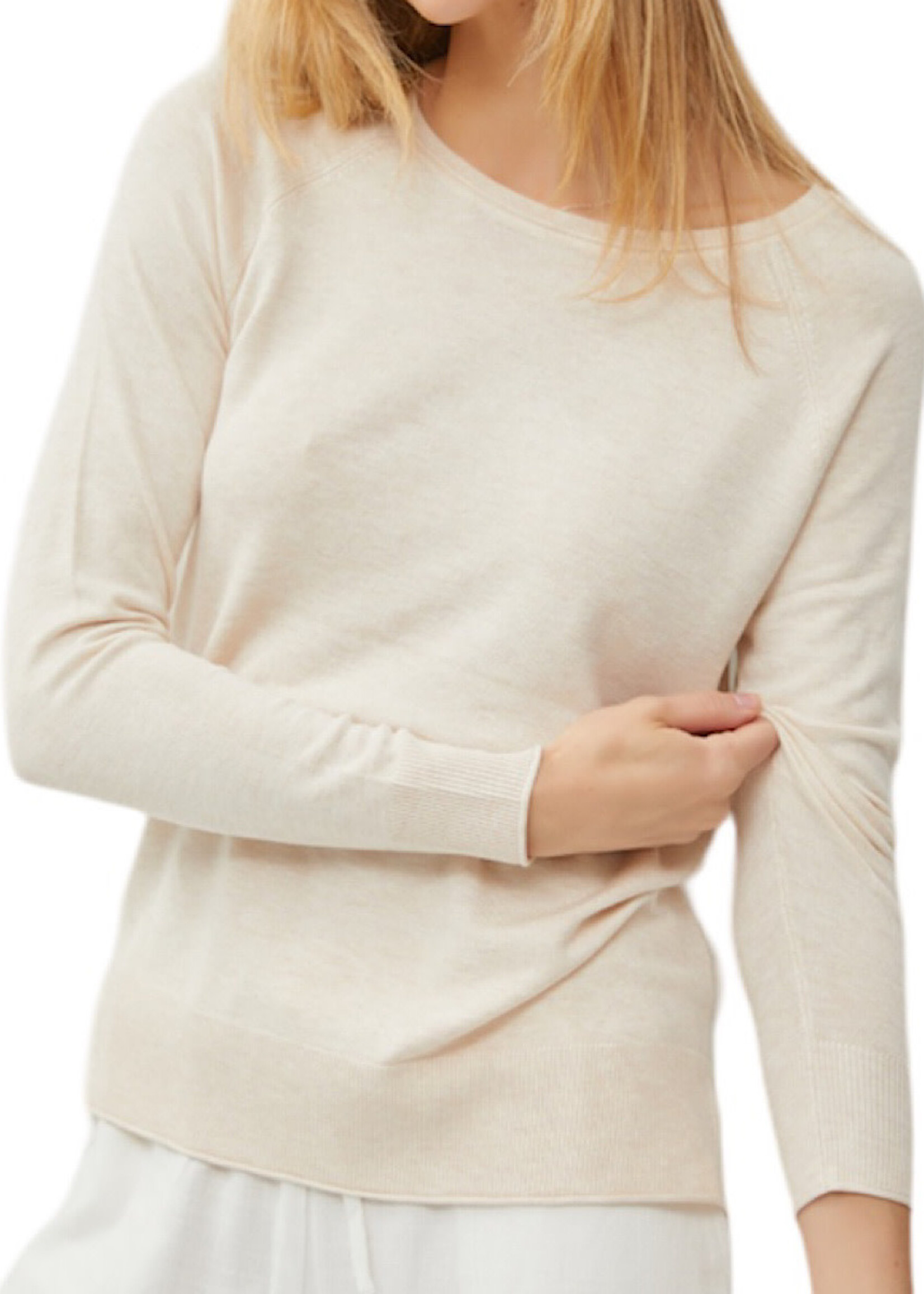 Oatmeal Round-Neck Raglan Sweater
