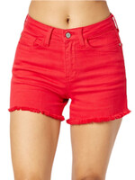 Judy Blue Judy Blue Red M/R Garment Dyed Fray Hem Shorts JB150242