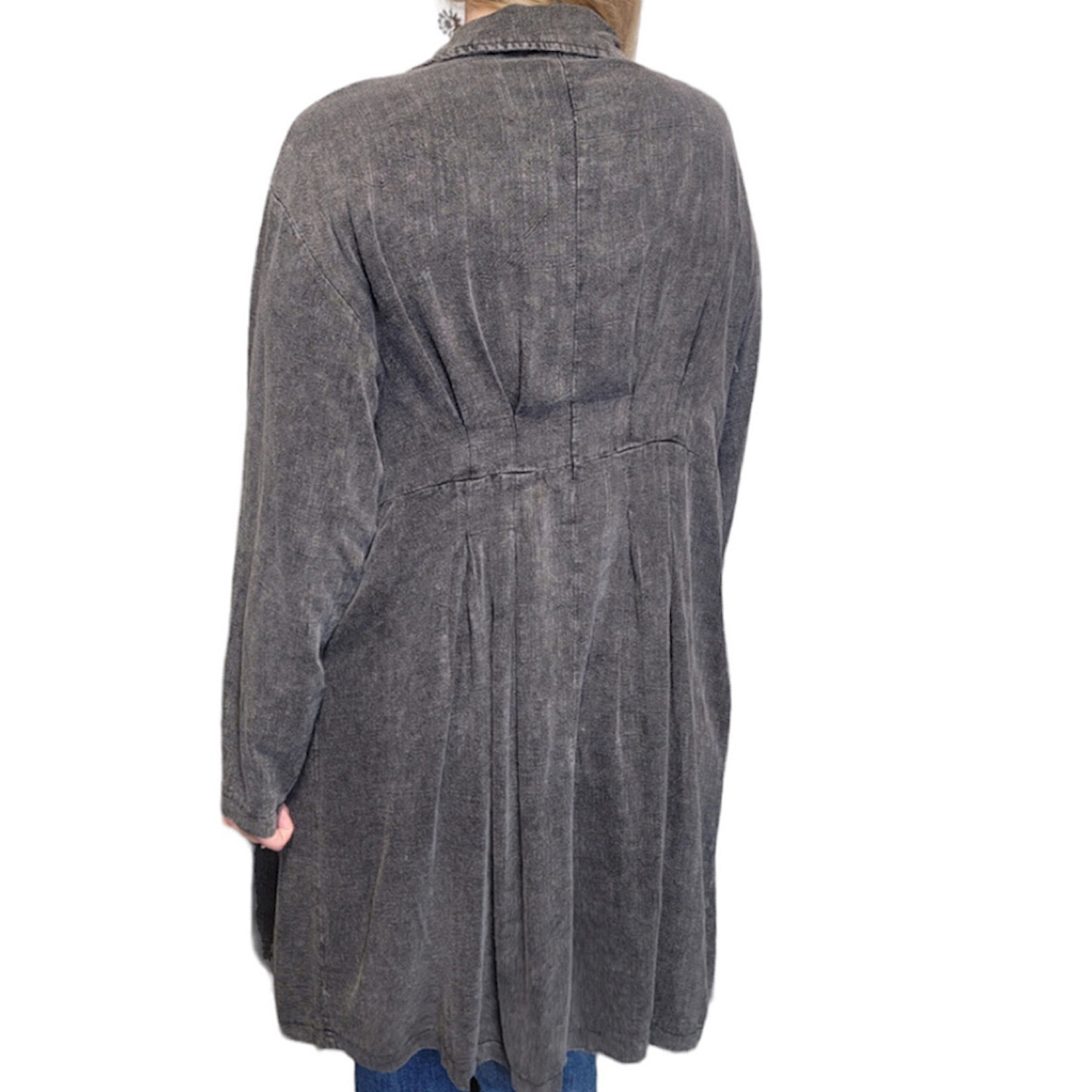 Black Washed Double Breasted Midi Trench Coat