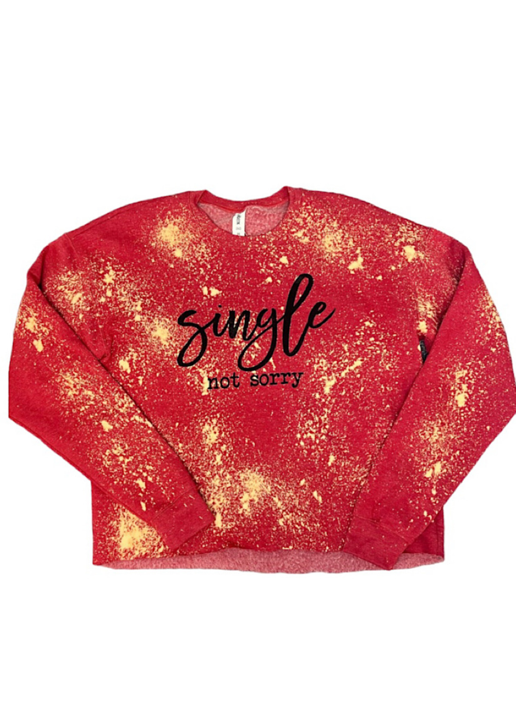 Red Splatter Single Not Sorry Valentine's Day Cropped Sweatshirt