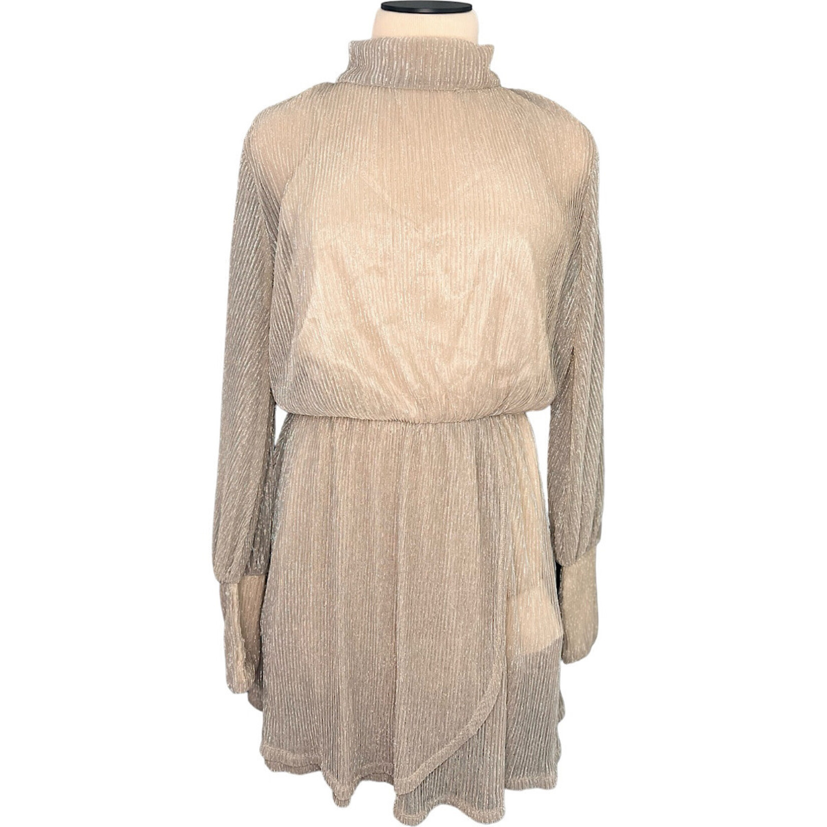 Taupe Dress With Bow Tie