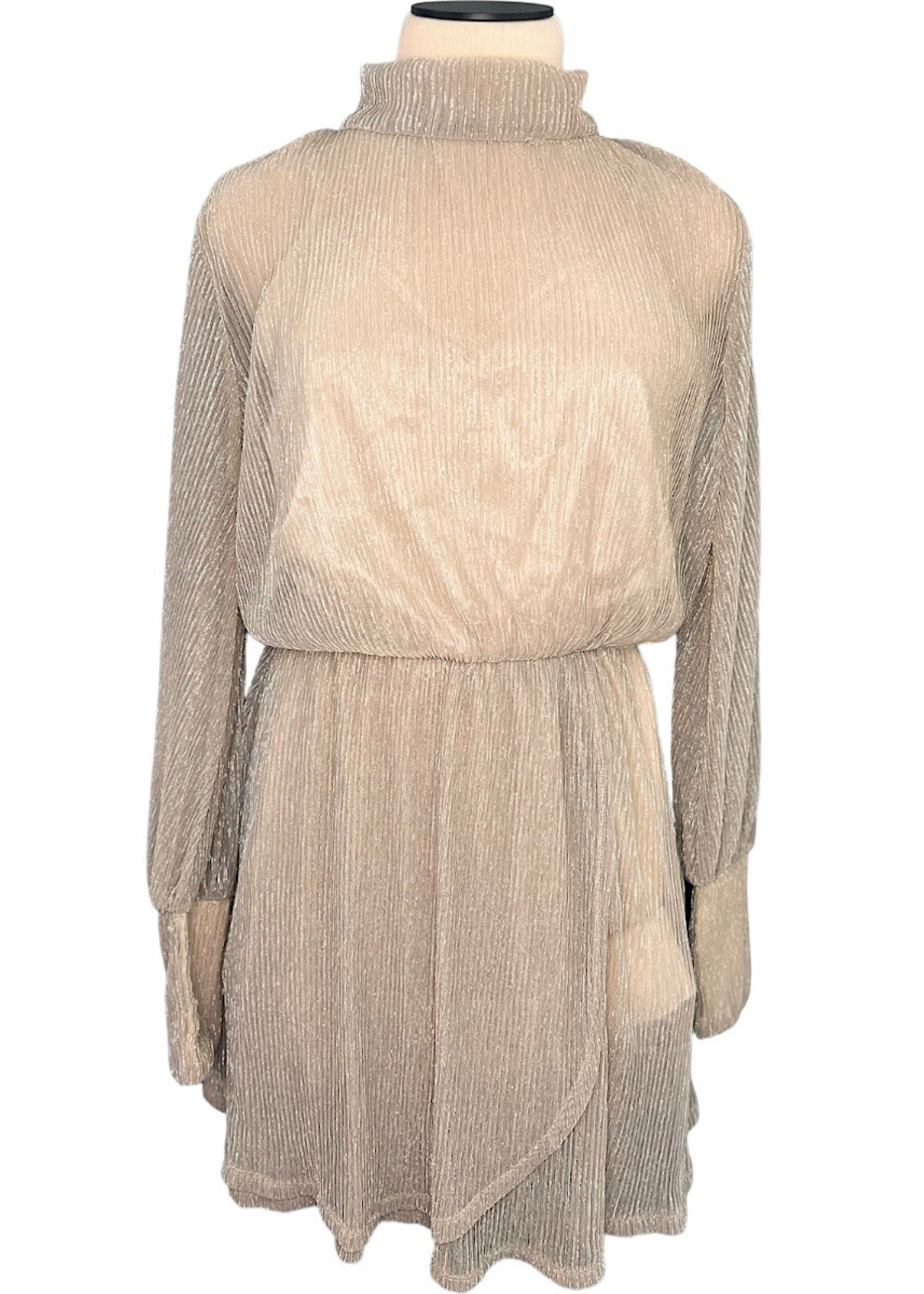 Taupe Dress With Bow Tie