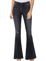 Flying Monkey Flying Monkey Wind Snap Mid Rise Flare Jeans W Exposed Button Fly & Slit F4322