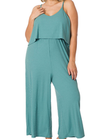 Plus Ribbed Double Layer Jumpsuit