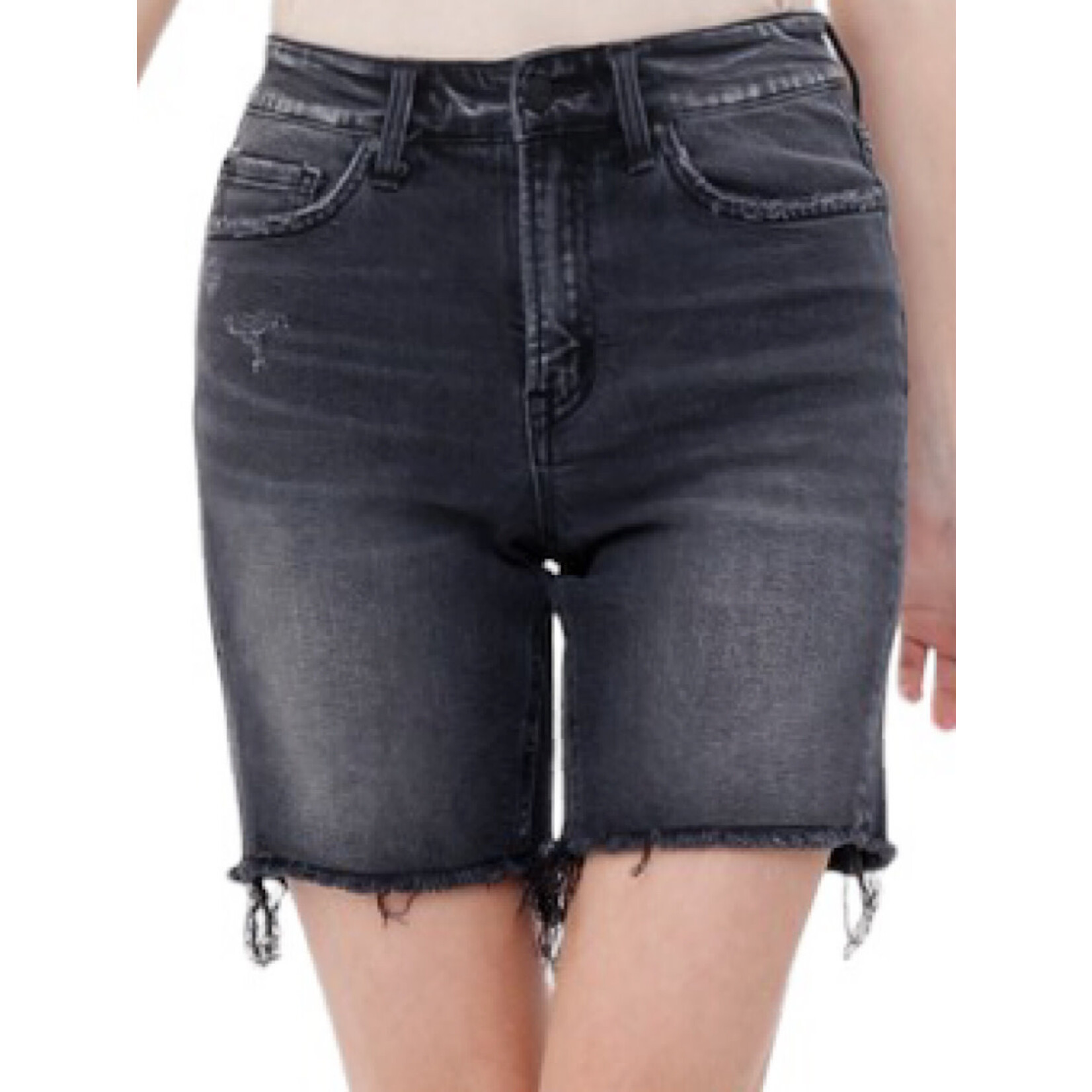 Mica Denim Mica Chinuri High Rise Stretch Midi Shorts MDP-H217BK