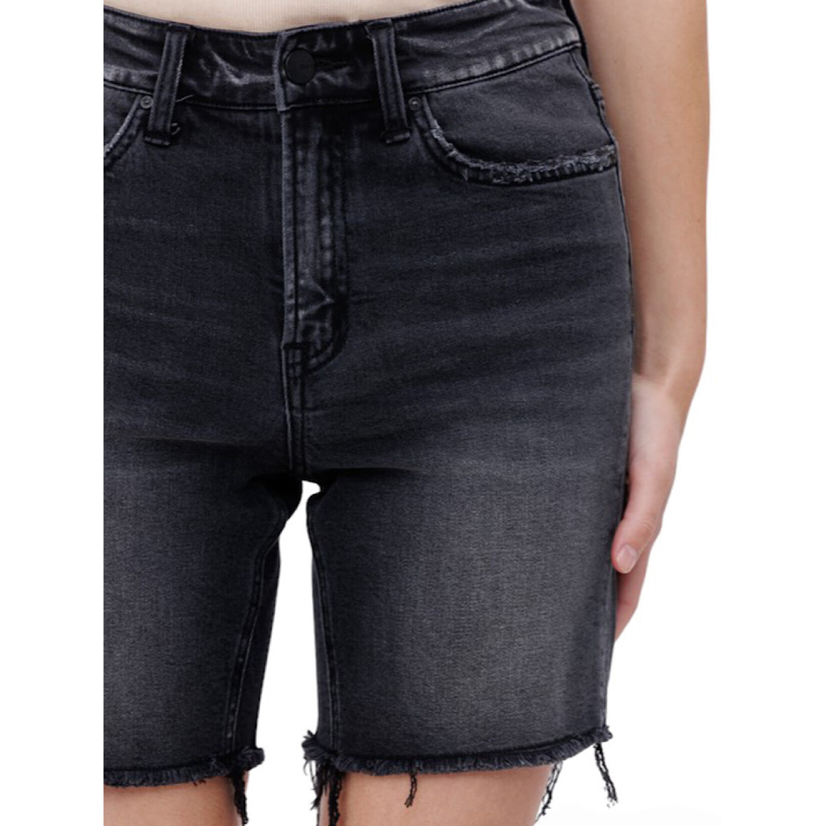 Mica Denim Mica Chinuri High Rise Stretch Midi Shorts MDP-H217BK