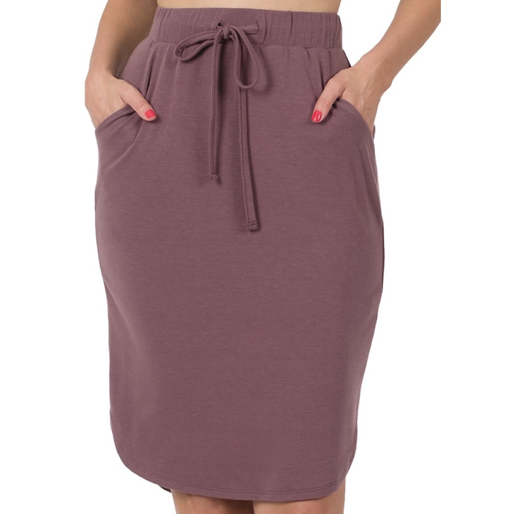 Eggplant Tulip Hem Skirt W Side Pockets