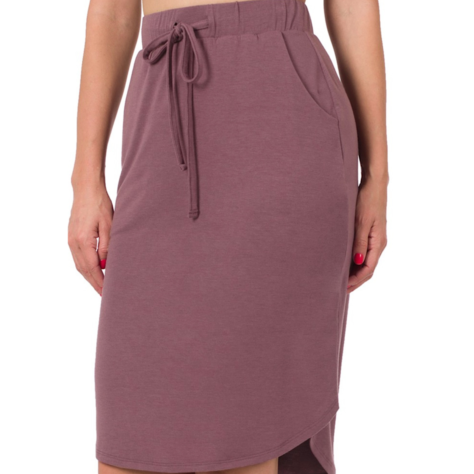 Eggplant Tulip Hem Skirt W Side Pockets